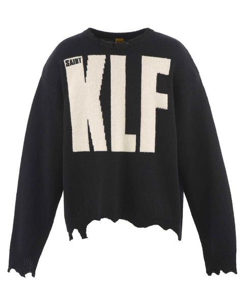 SAINT M×××××× (セントマイケル) AW25 KLF_CREW NECK KNIT/KLF / BLACK