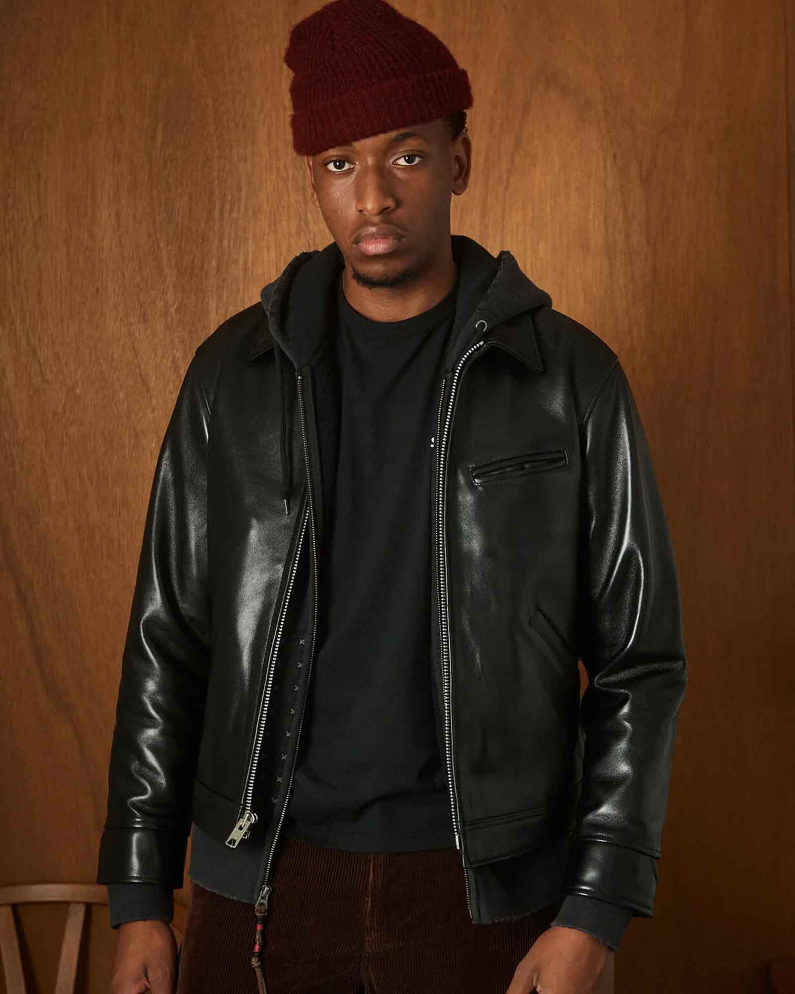 Schott・ショット - レザージャケット LEATHER TRACKER JACKET / BLACK