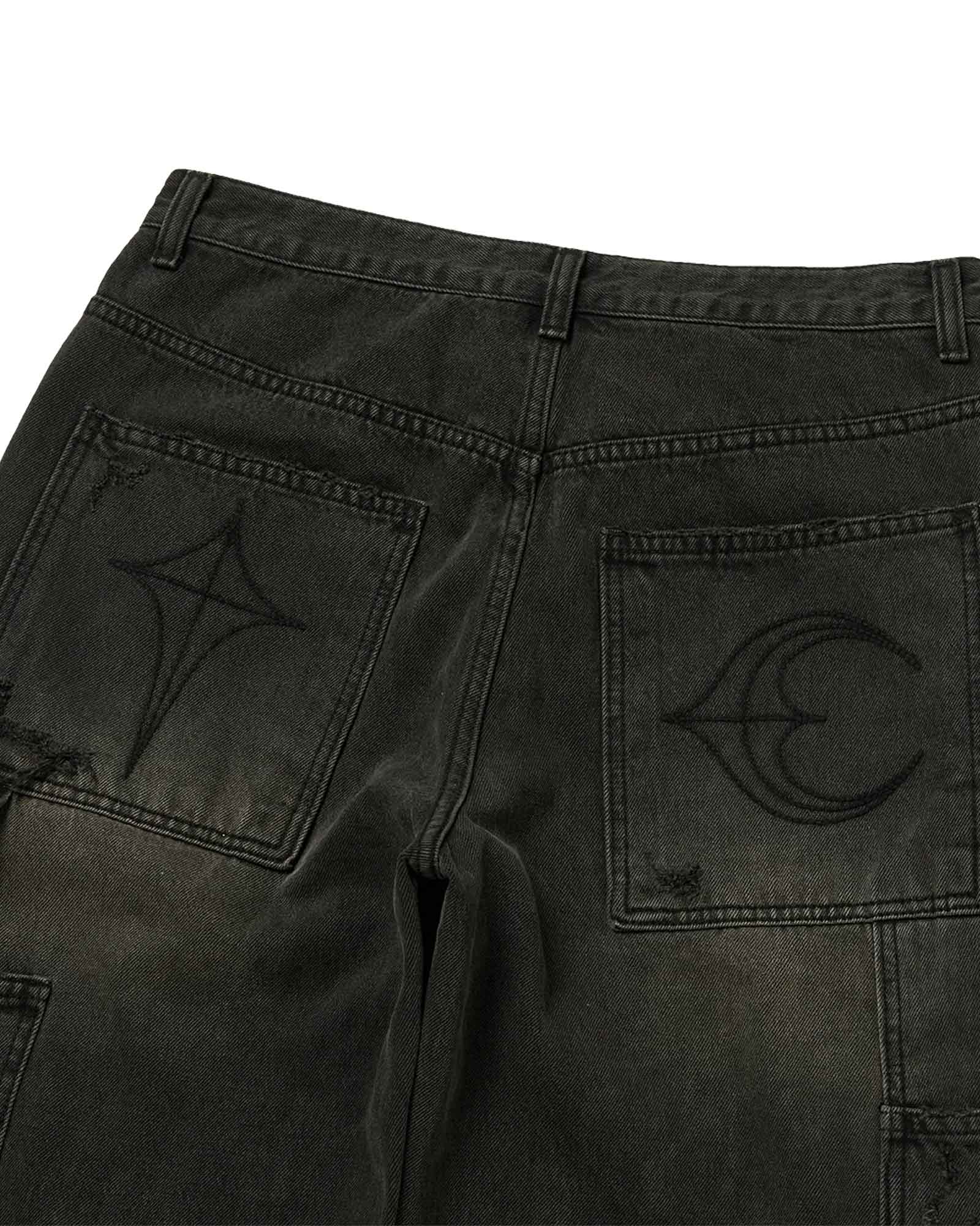 THUG CLUB・サグクラブ - デニムパンツ STUDED KNEE CARPENTER PANTS / BLACK