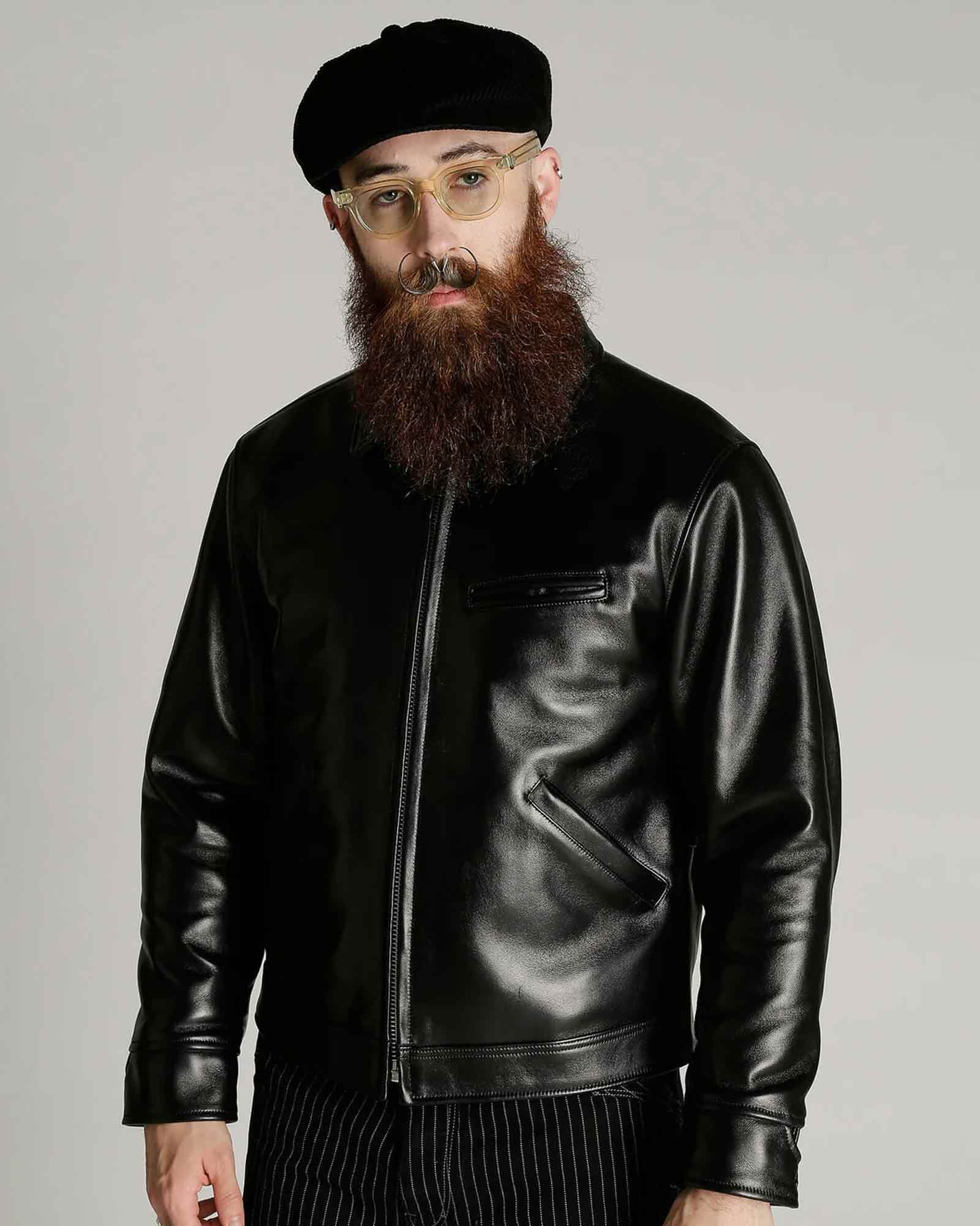 Schott・ショット - レザージャケット LEATHER TRACKER JACKET / BLACK
