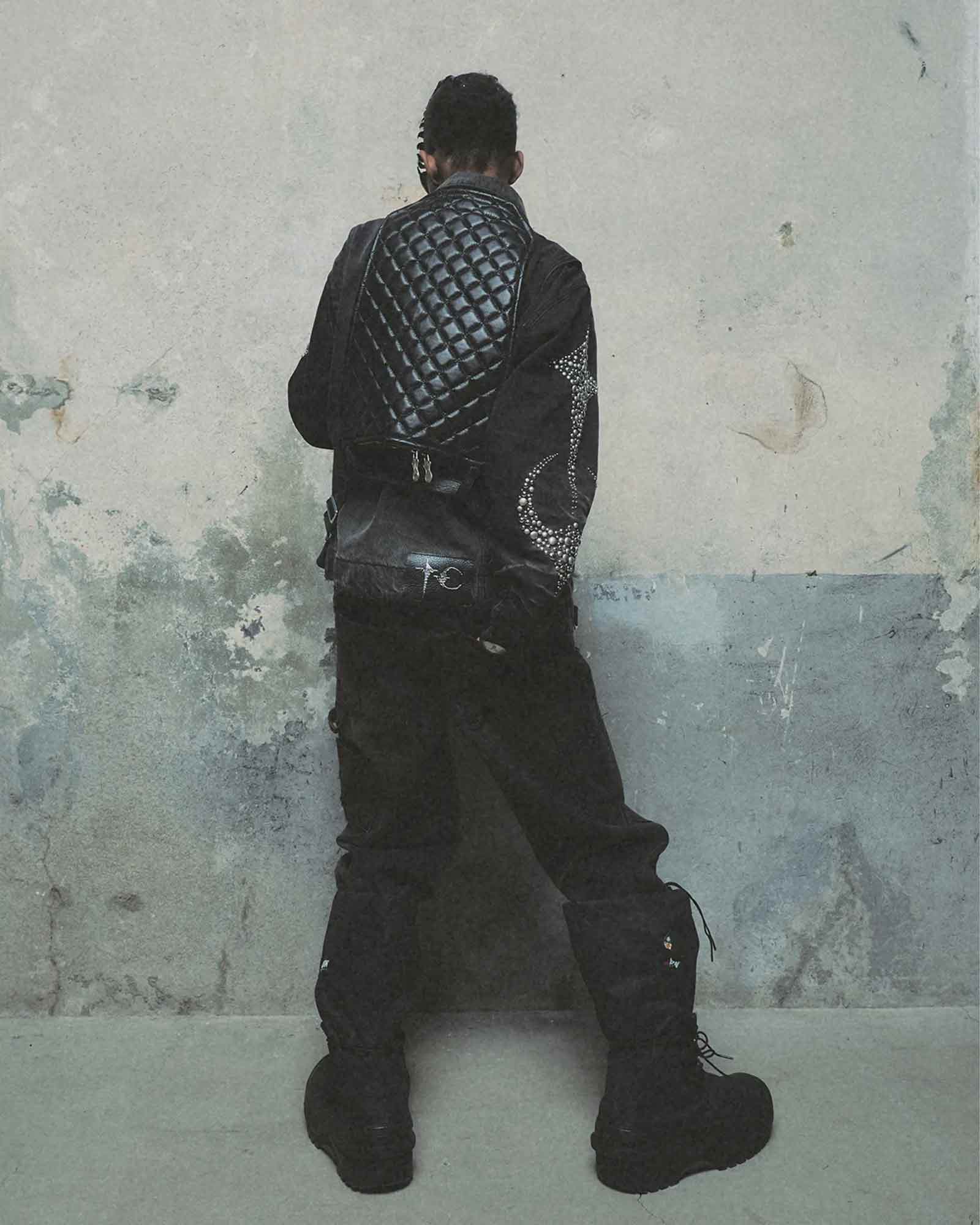 THUG CLUB・サグクラブ - デニムパンツ STUDED KNEE CARPENTER PANTS / BLACK