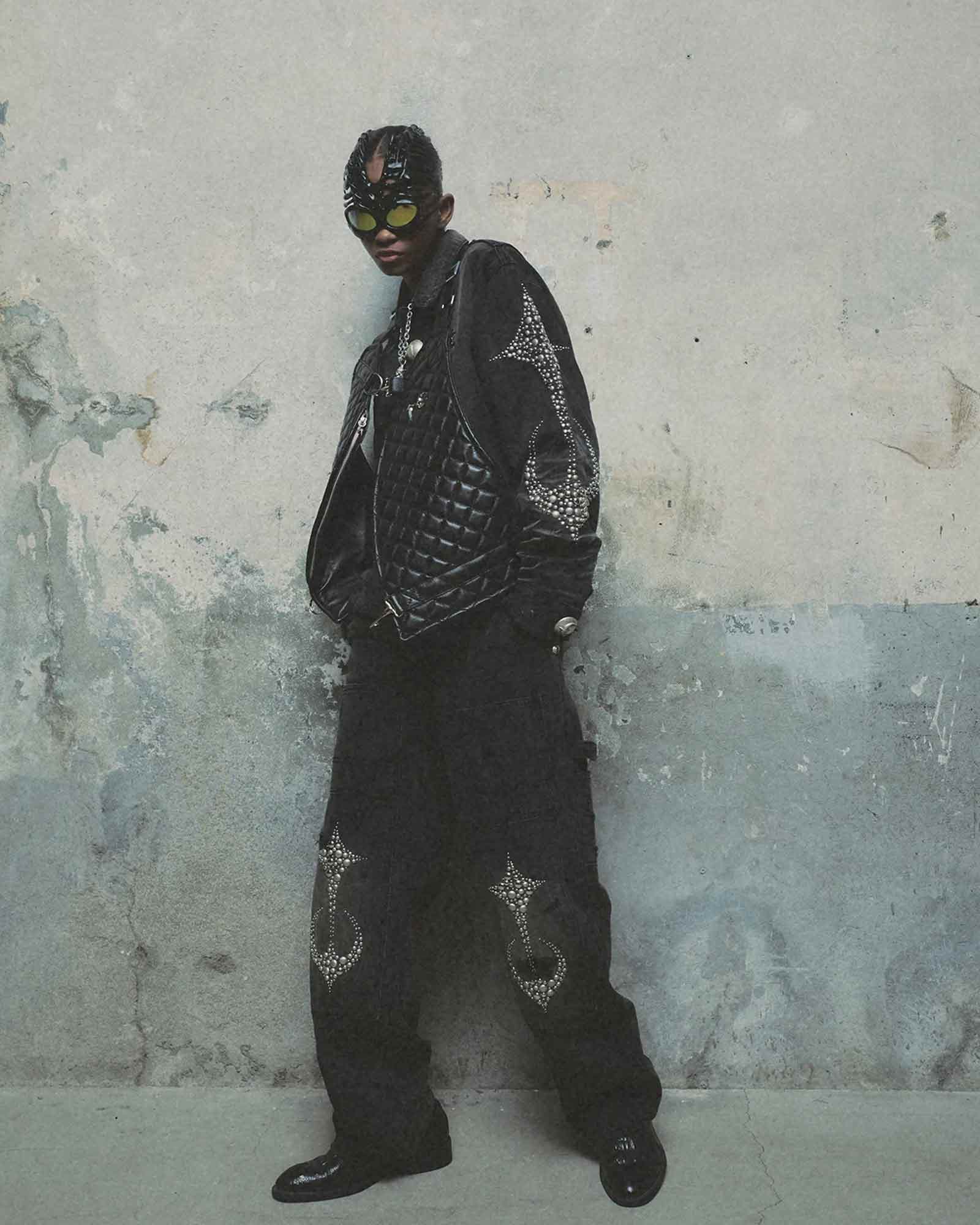 THUG CLUB・サグクラブ - デニムパンツ STUDED KNEE CARPENTER PANTS / BLACK