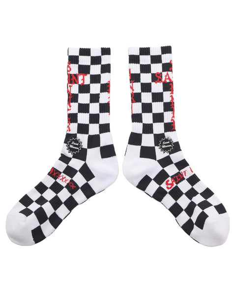 SAINT M×××××× (セントマイケル) AW25 SOCKS/SINNER / BLACK+RED