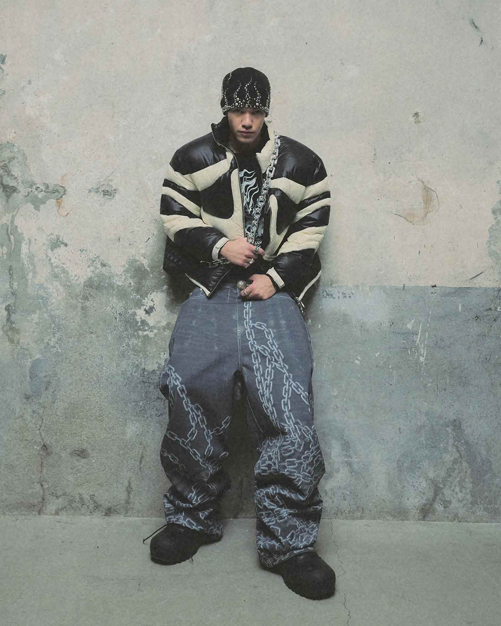THUG CLUB・サグクラブ - ダウンジャケット TC DUNK PUFFER JACKET / BLACK/IVORY