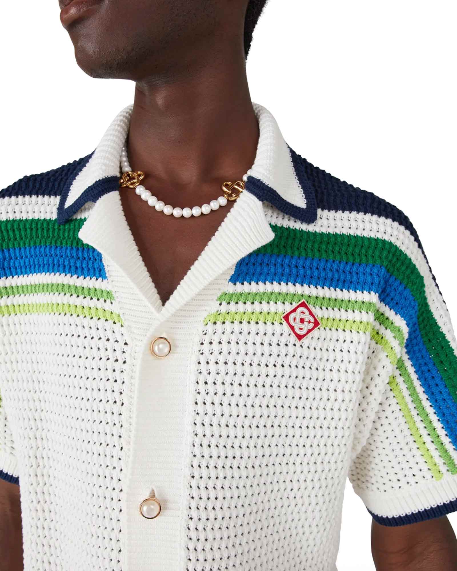 CASABLANCA・カサブランカ - シャツ STRIPE KNIT SHIRT / WHITE