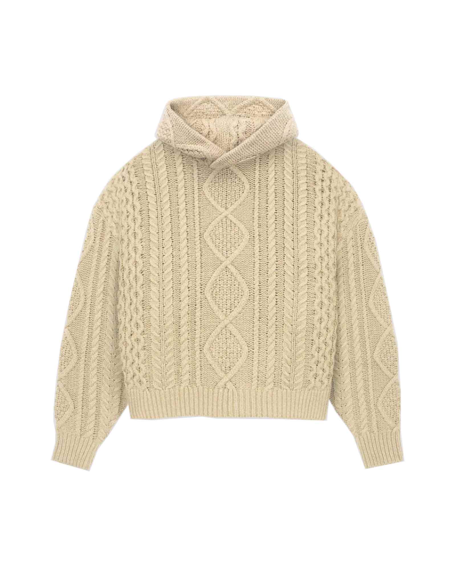 ESSENTIALS・エッセンシャルズ - ニット・セーター CABLE KNIT HOODIE / GOLD HEATHER