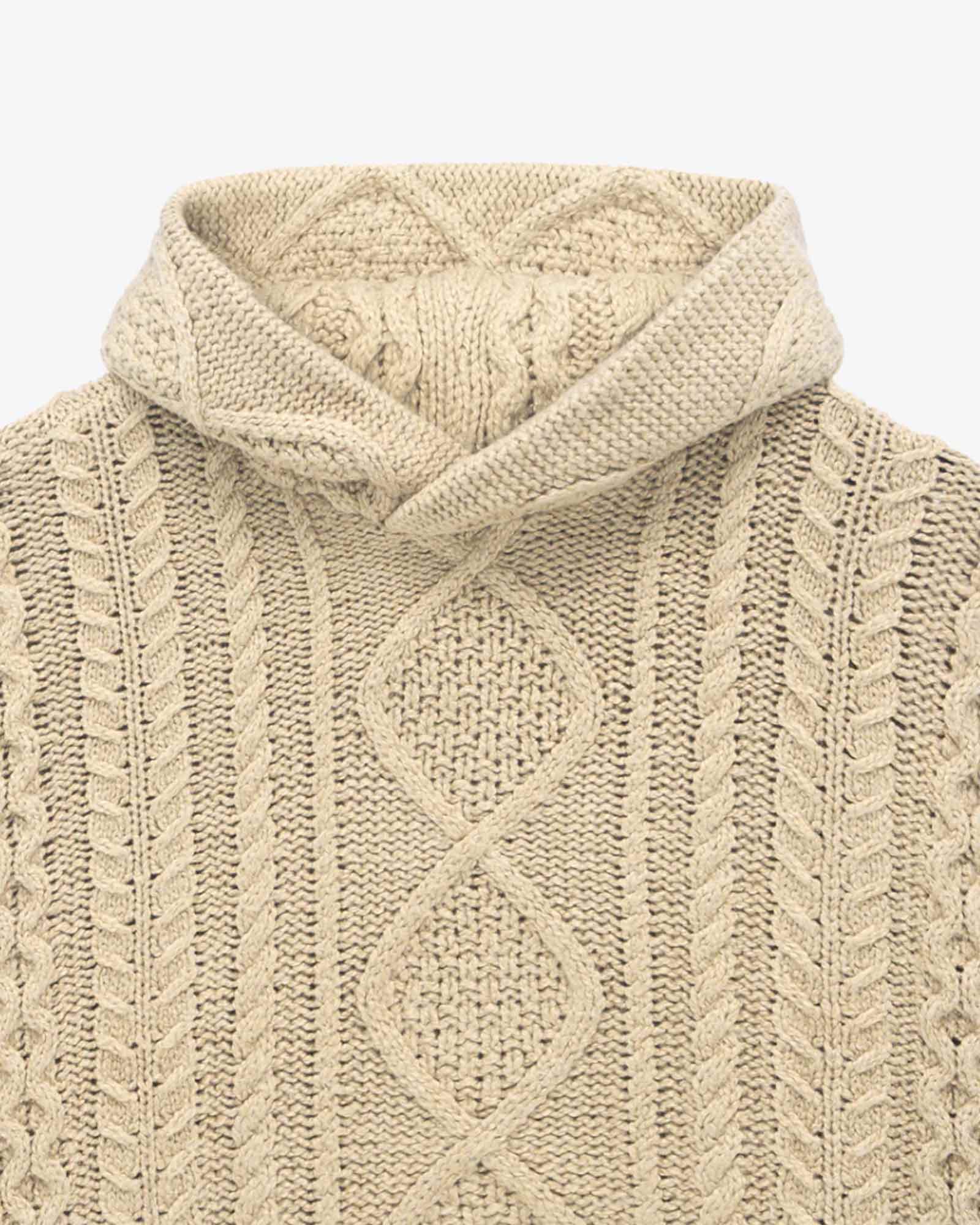 ESSENTIALS・エッセンシャルズ - ニット・セーター CABLE KNIT HOODIE / GOLD HEATHER