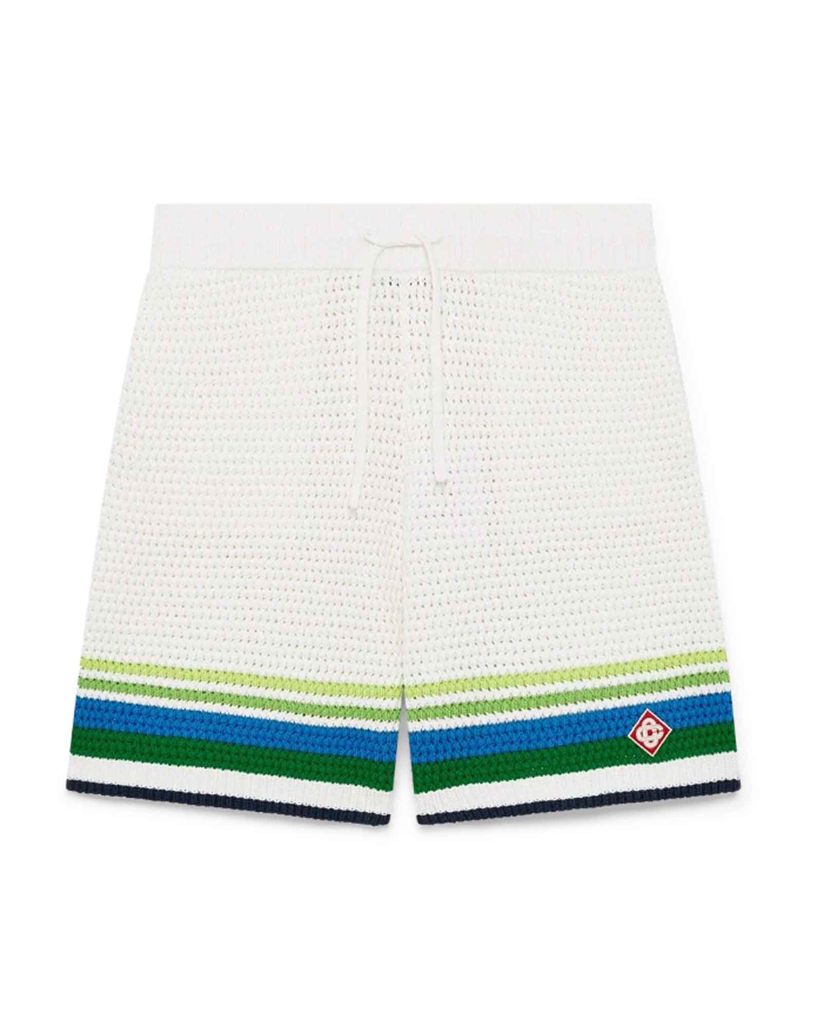 CASABLANCA・カサブランカ - ハーフ・ショートパンツ STRIPE KNIT SHORT / WHITE