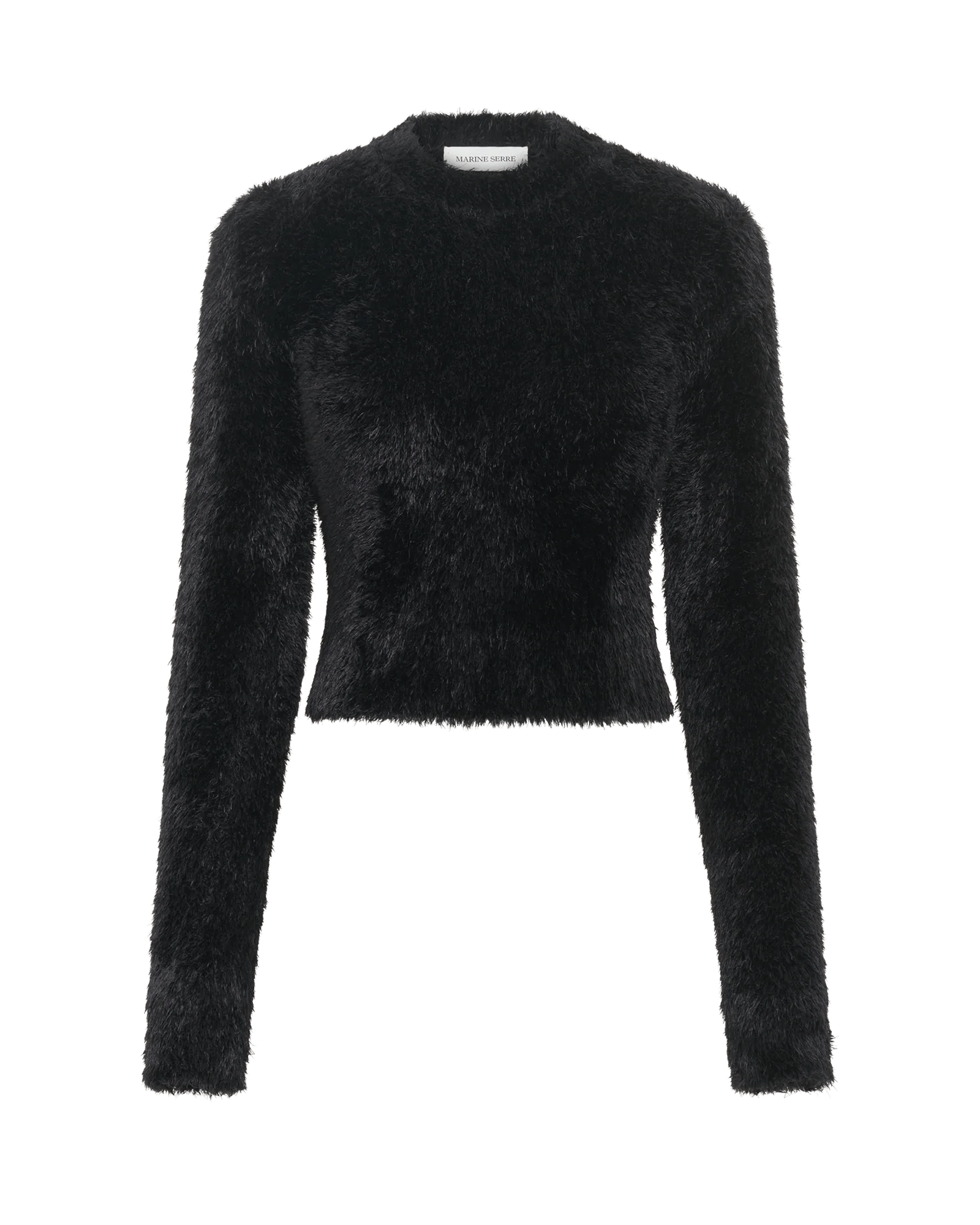 WILD FLUFFY KNIT FITTED CREWNECK SWEATER / BLACK