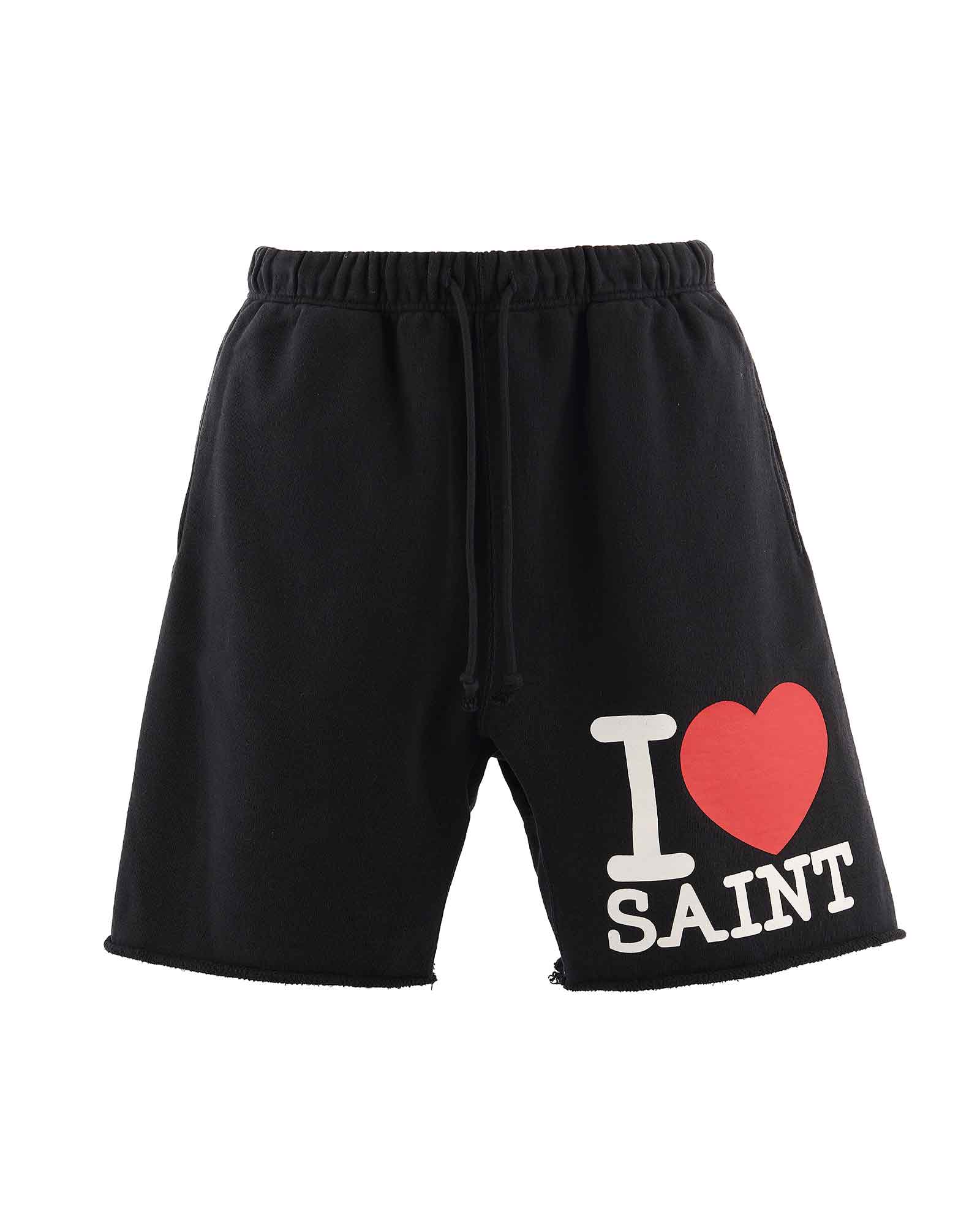 ©SAINT M××××××・セントマイケル - ハーフ・ショートパンツ SWEAT SHORTS/I LOVE SAINT / BLACK
