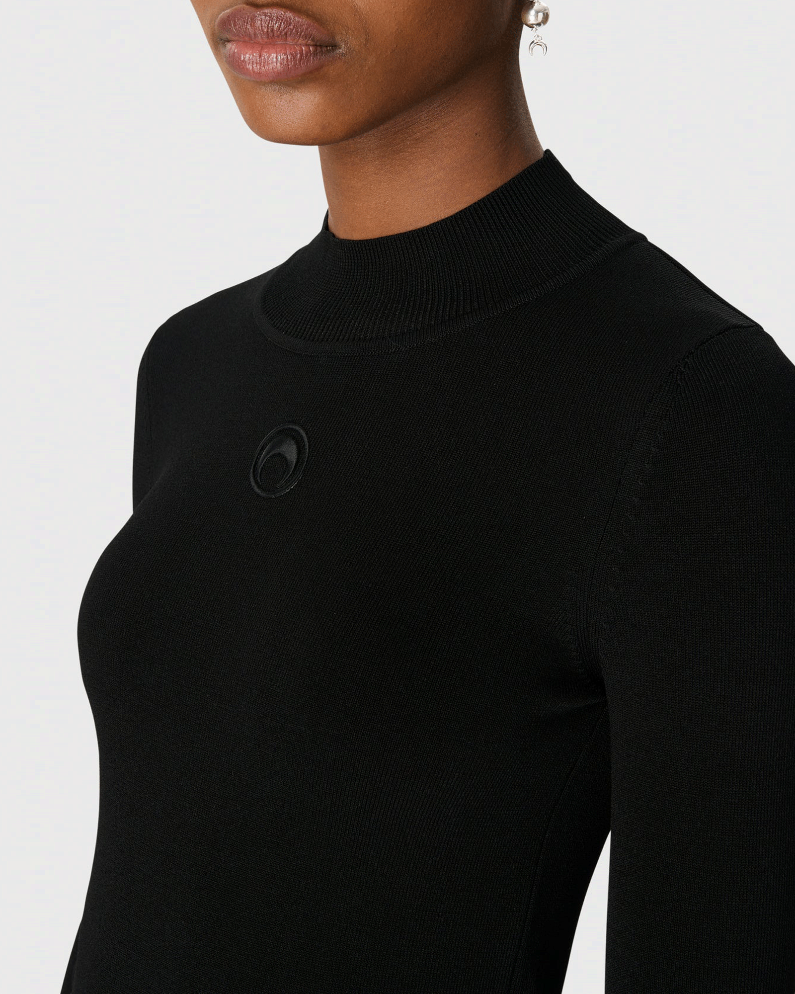 Marine Serre・marine cell -  MOON LOGO KNIT LS HIGHNECK TOP / BLACK