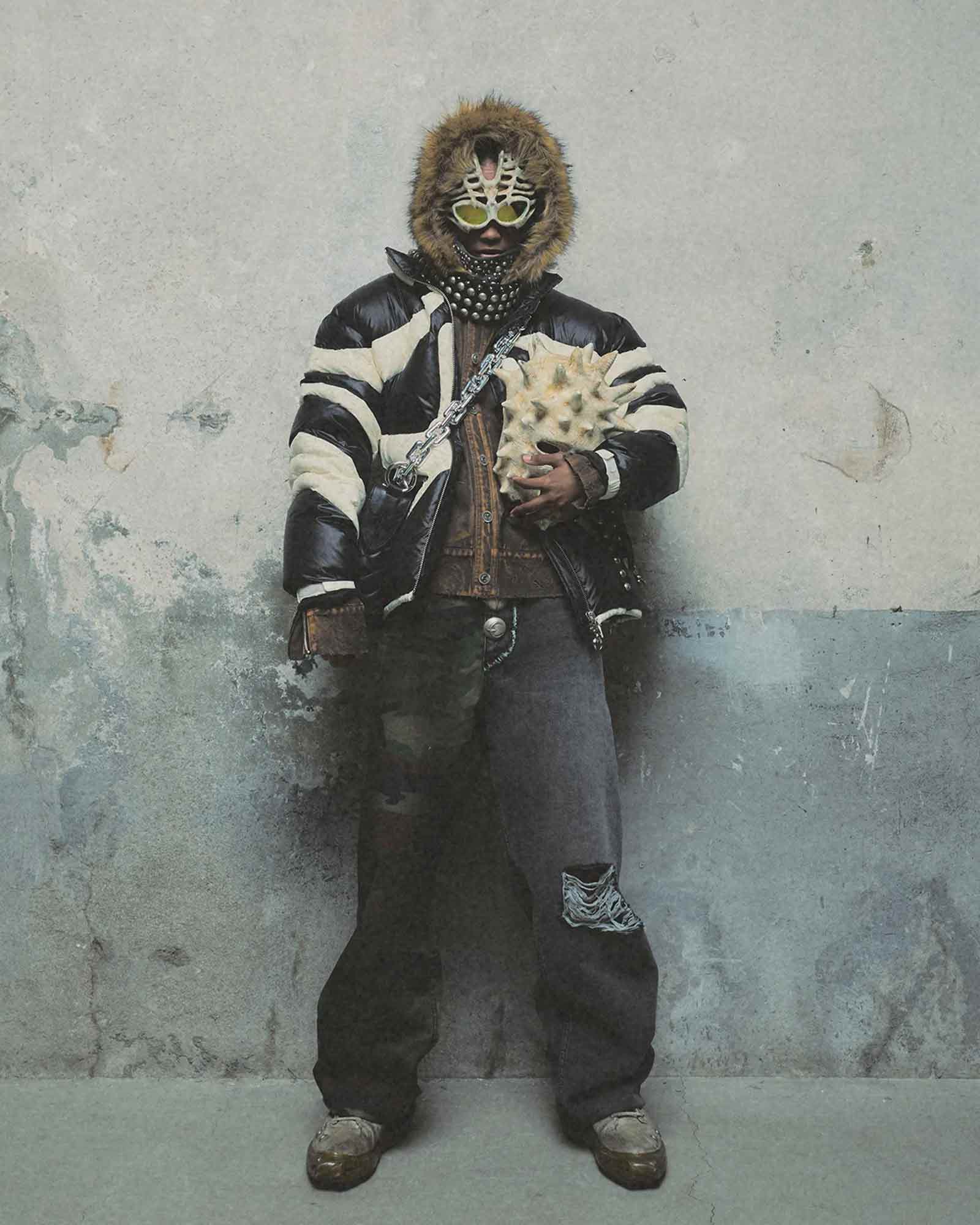 THUG CLUB・サグクラブ - ダウンジャケット TC DUNK PUFFER JACKET / BLACK/IVORY