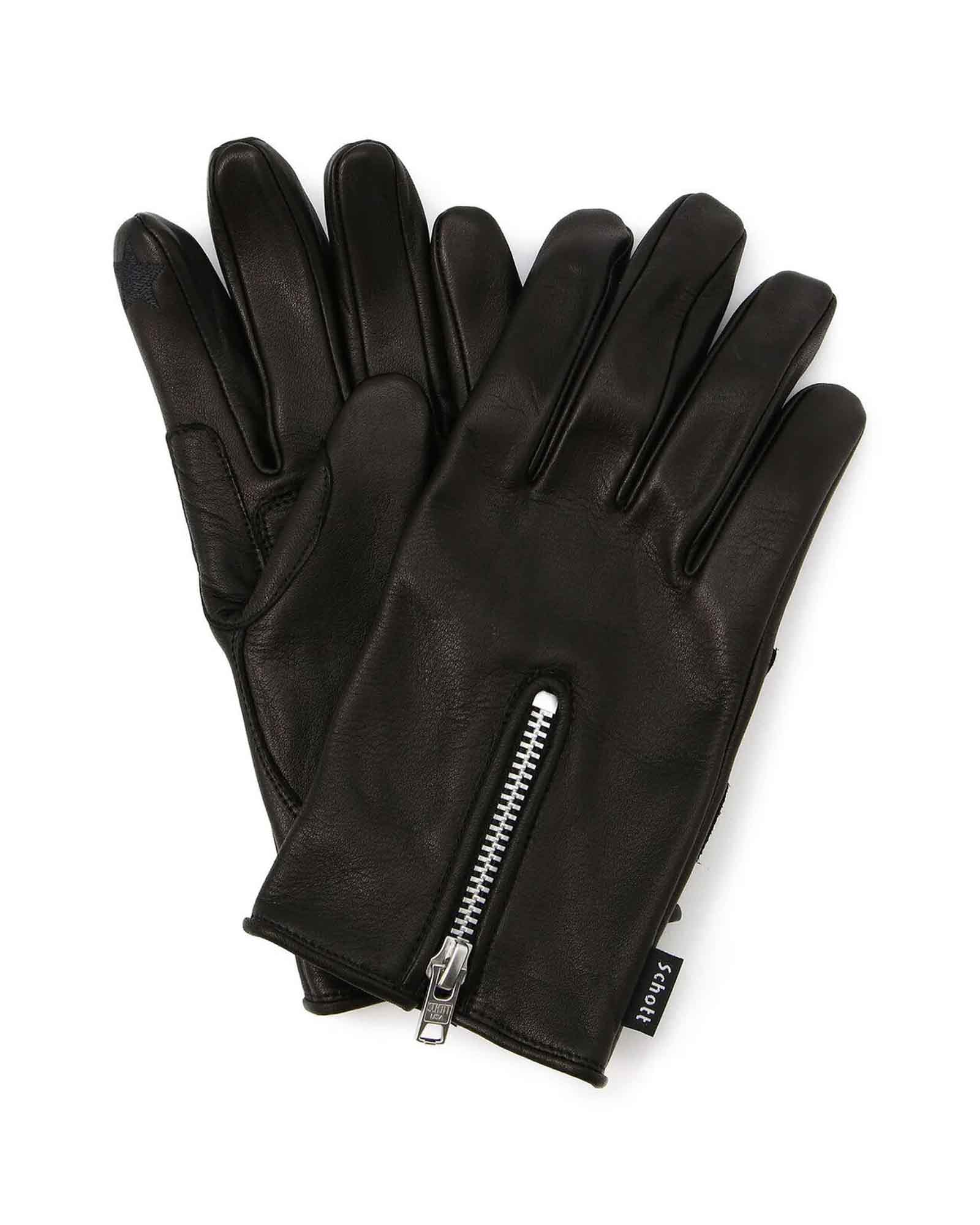 Schott・ショット - グローブ ZIP LEATHER GLOVE / BLACK