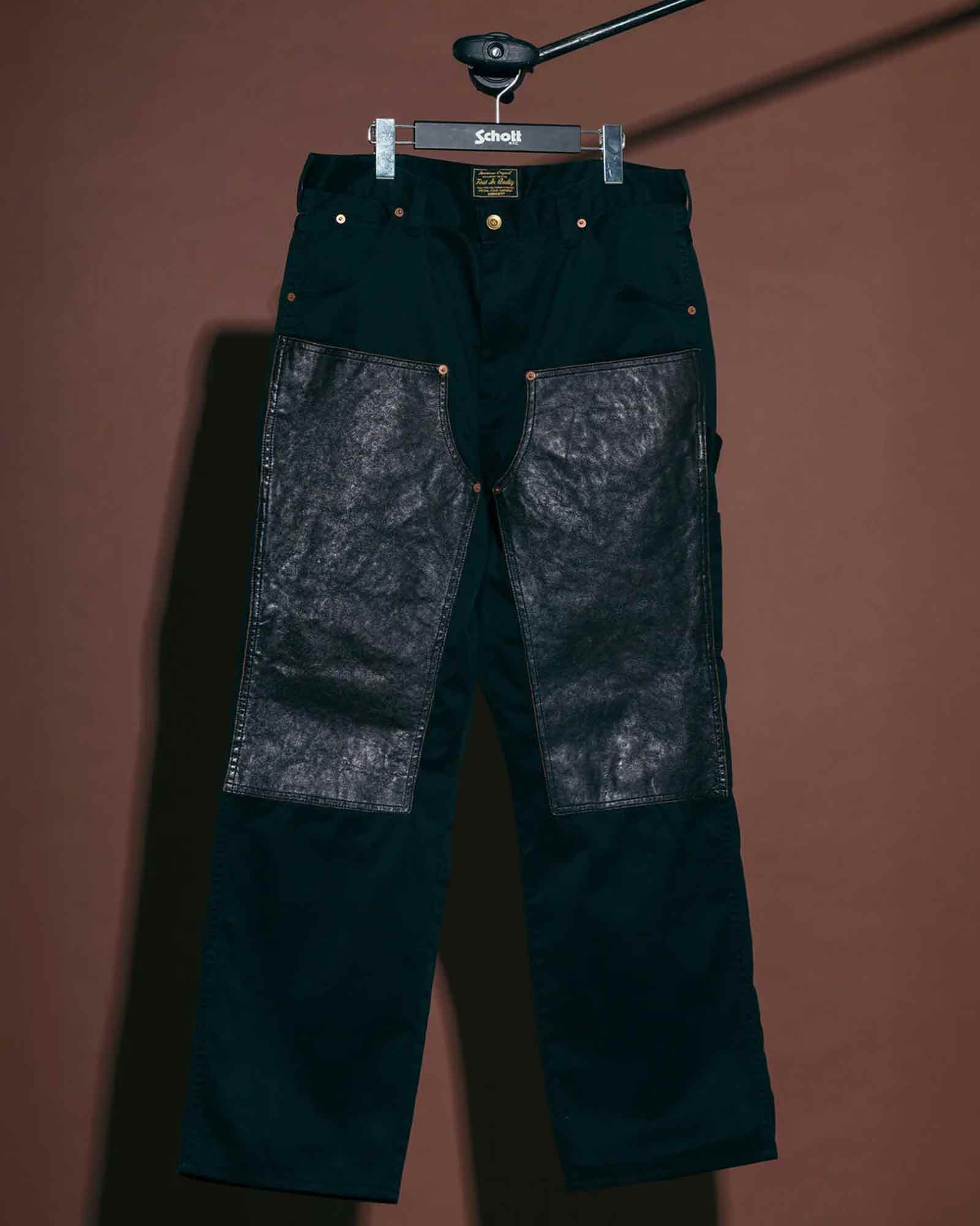 Schott・ショット - その他パンツ LEATHER COMB. DOUBLE KNEE PANTS / BLACK