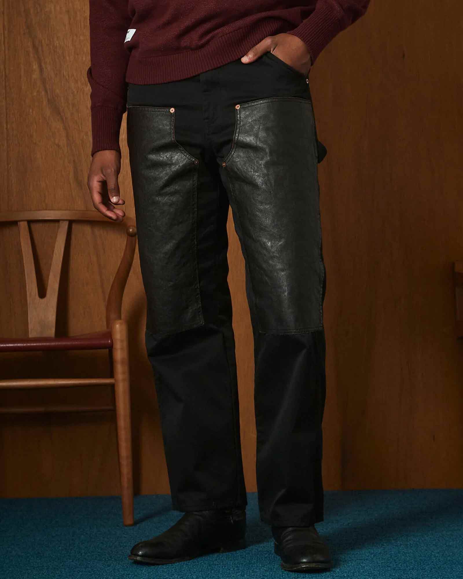 Schott・ショット - その他パンツ LEATHER COMB. DOUBLE KNEE PANTS / BLACK