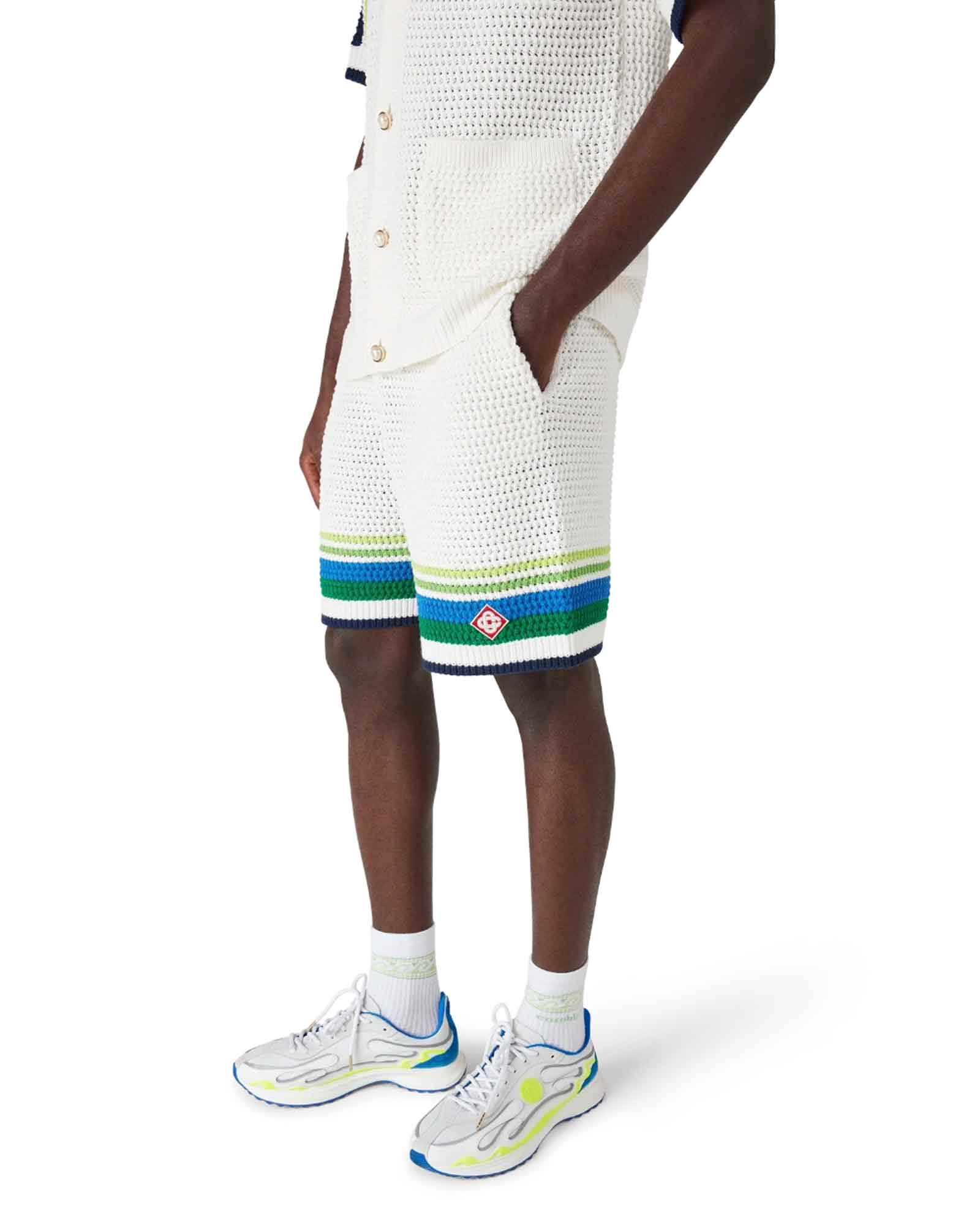 CASABLANCA・カサブランカ - ハーフ・ショートパンツ STRIPE KNIT SHORT / WHITE
