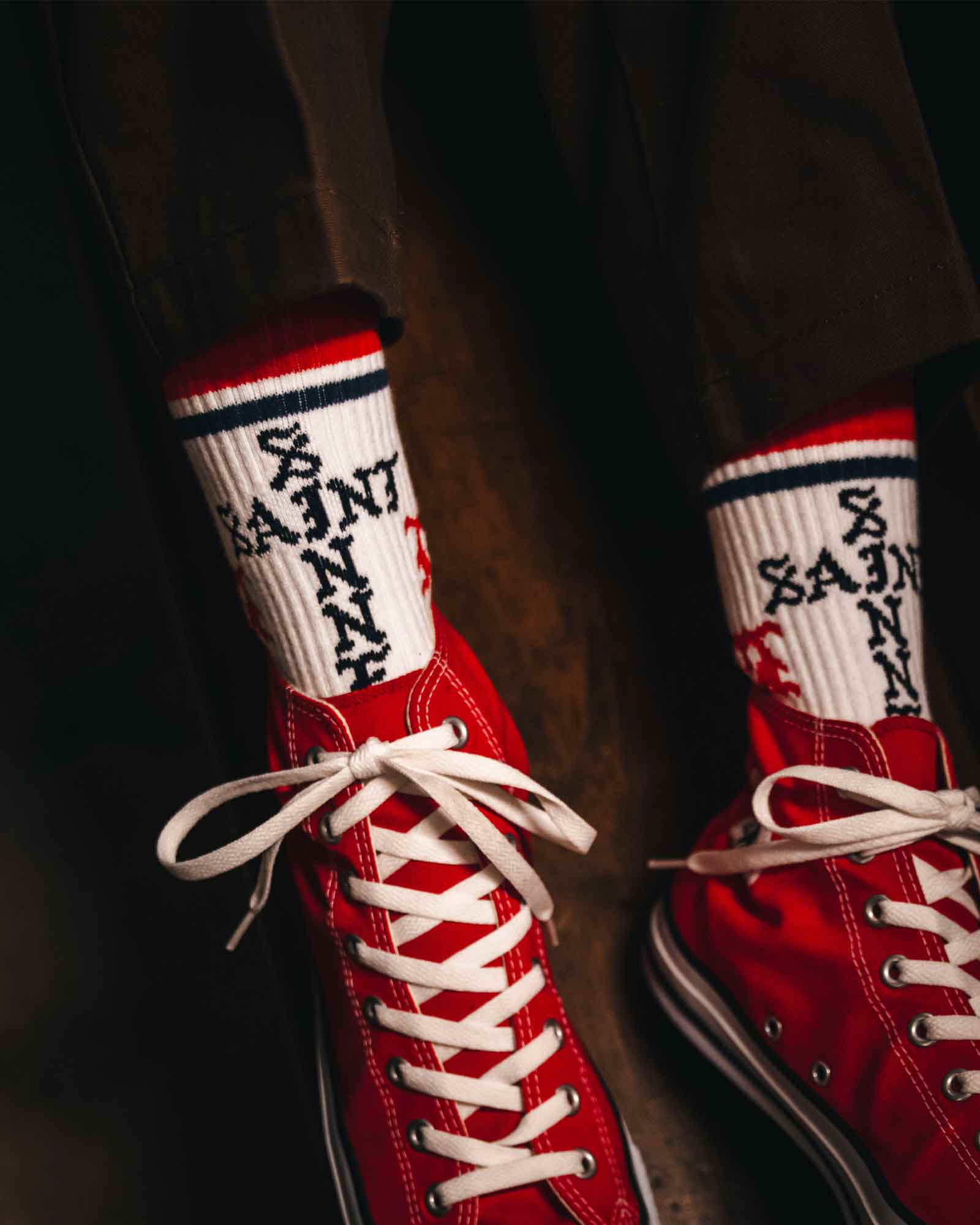 ©SAINT M××××××・セントマイケル - ソックス・レッグウェア SOCKS/SINNER / WHITE+RED