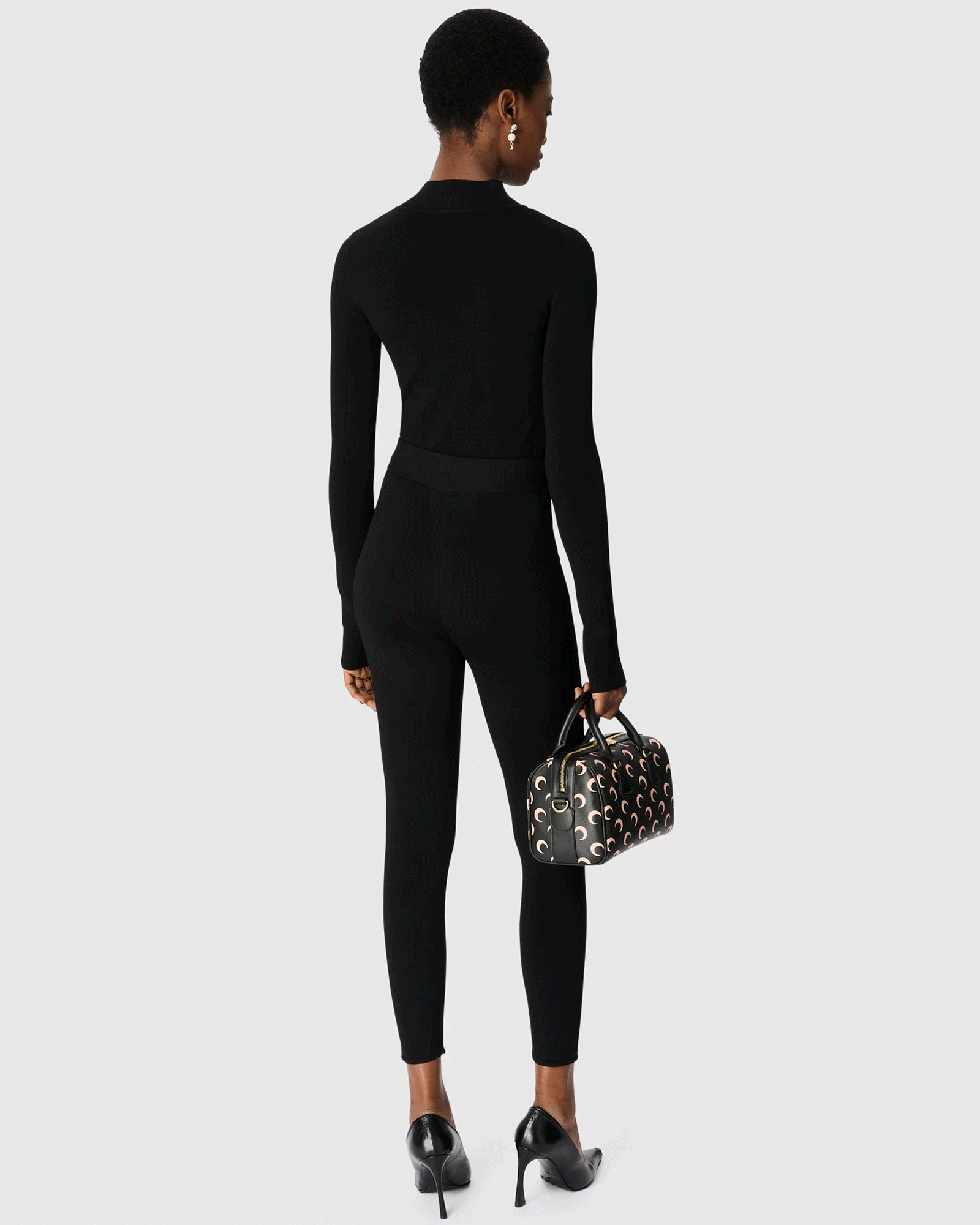 Marine Serre・marine cell -  MOON LOGO KNIT LS HIGHNECK TOP / BLACK