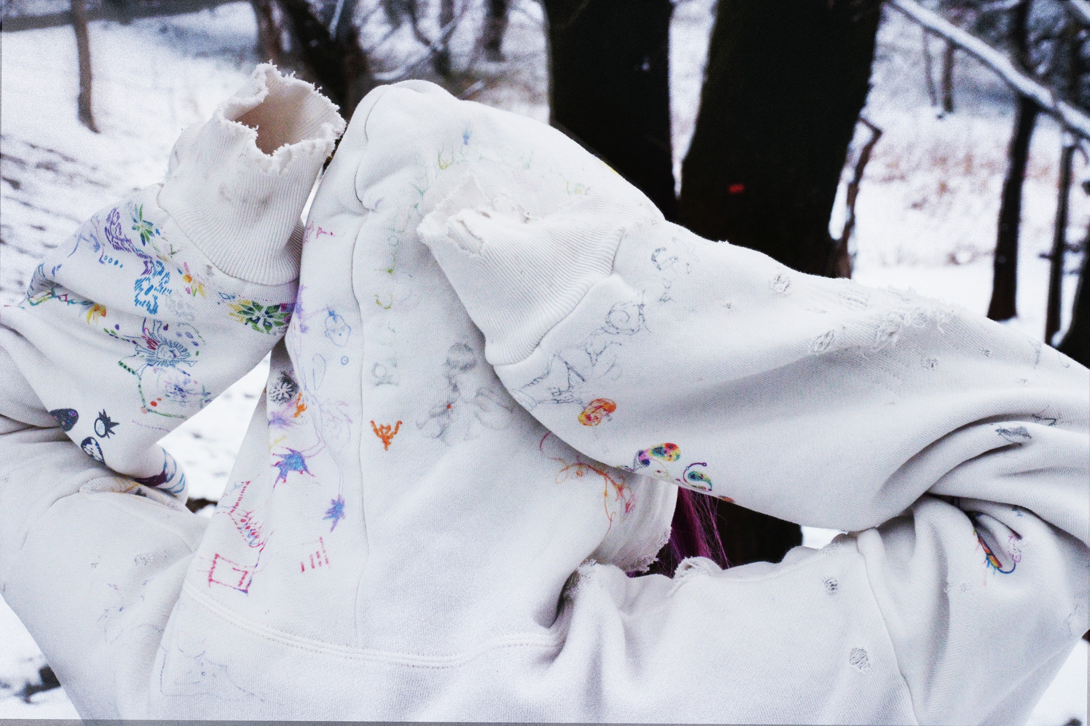 ©SAINT M××××××・圣迈克尔 -  COCO_DOUBLE FACE HOODIE / WHITE