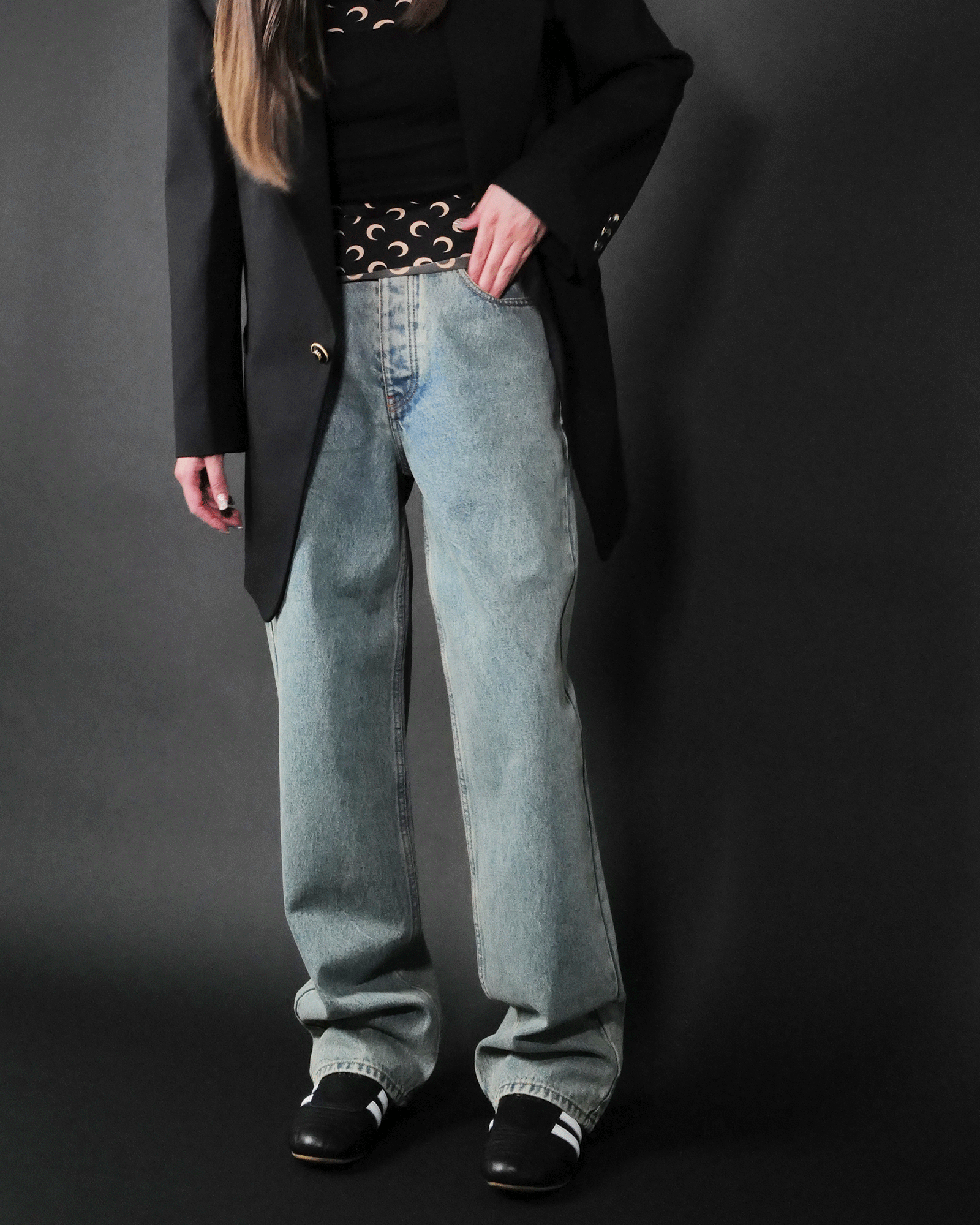 Marine Serre (マリーン・セル) SS25 MOON LASER DENIM BAGGY JEANS Marine Serre (マリーン・セル) SS25 MOON LASER DENIM BAGGY JEANS