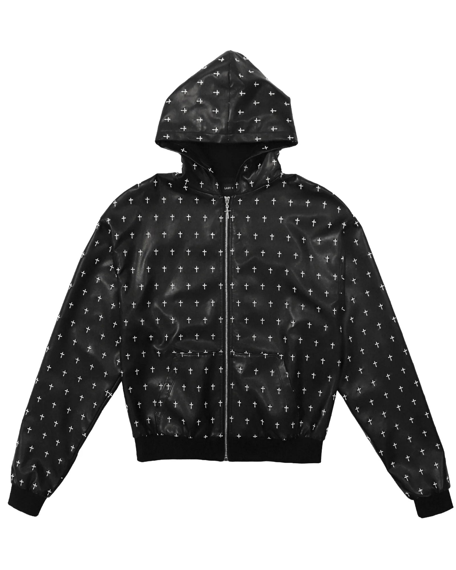 ALLOVER CROSS ZIP-UP HOODIE / BLACK