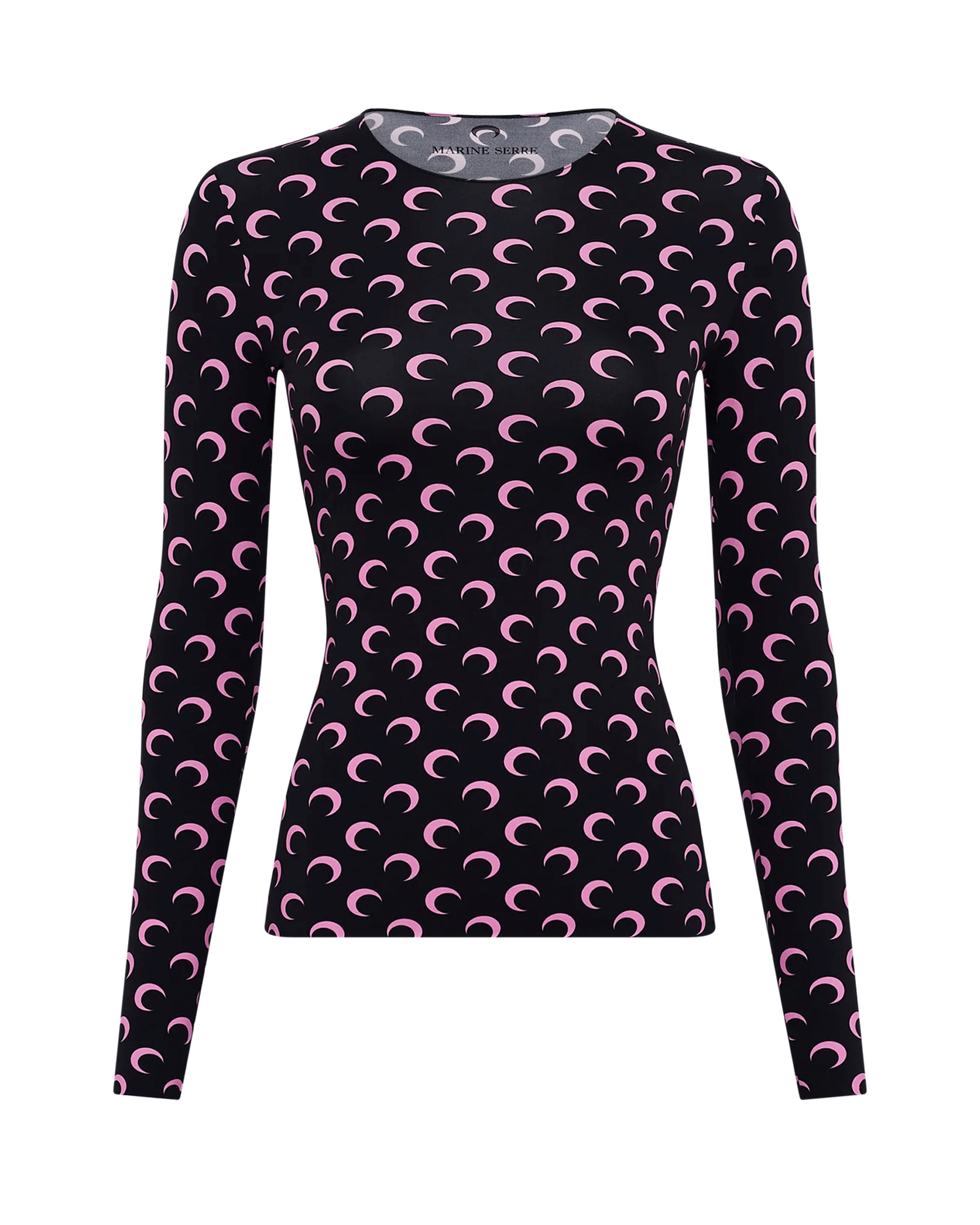 MOON PRINTED JERSEY LS CREWNECK TOP / BLACK/PINK