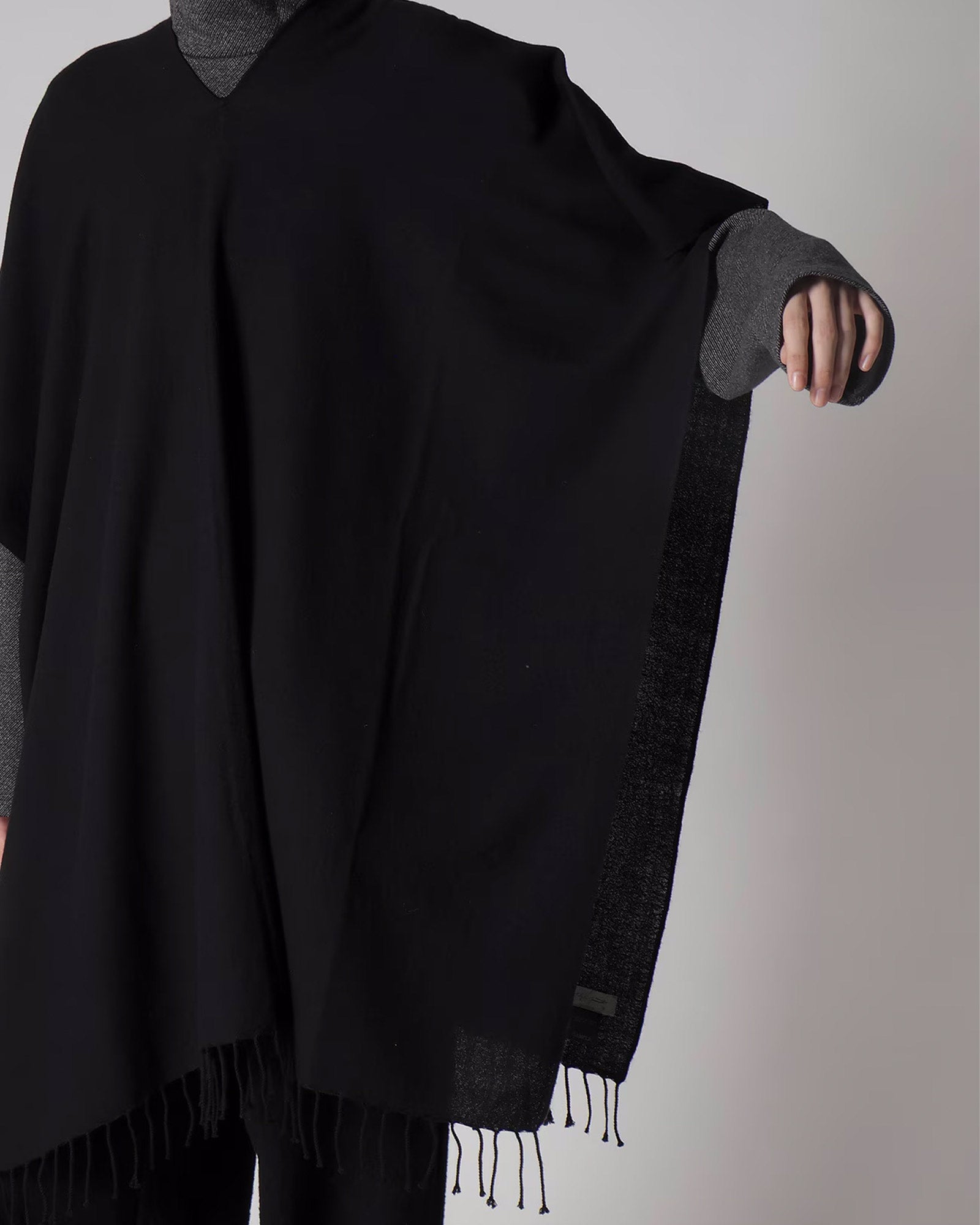 Yohji Yamamoto・Youji Yamamoto -  2/48W TWILL WEAVE 2 WAY PONCHO SCARF / BLACK