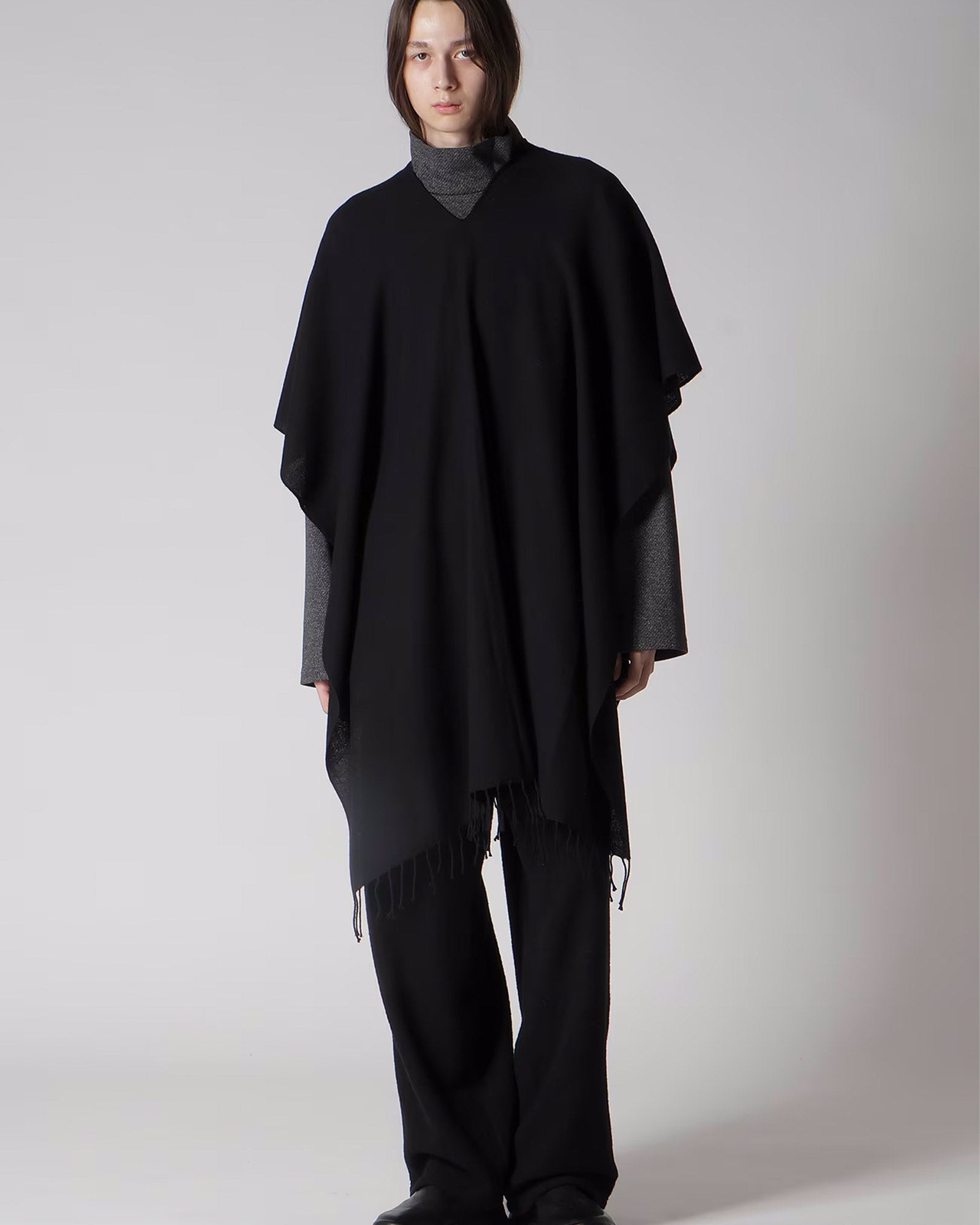 Yohji Yamamoto・Youji Yamamoto -  2/48W TWILL WEAVE 2 WAY PONCHO SCARF / BLACK