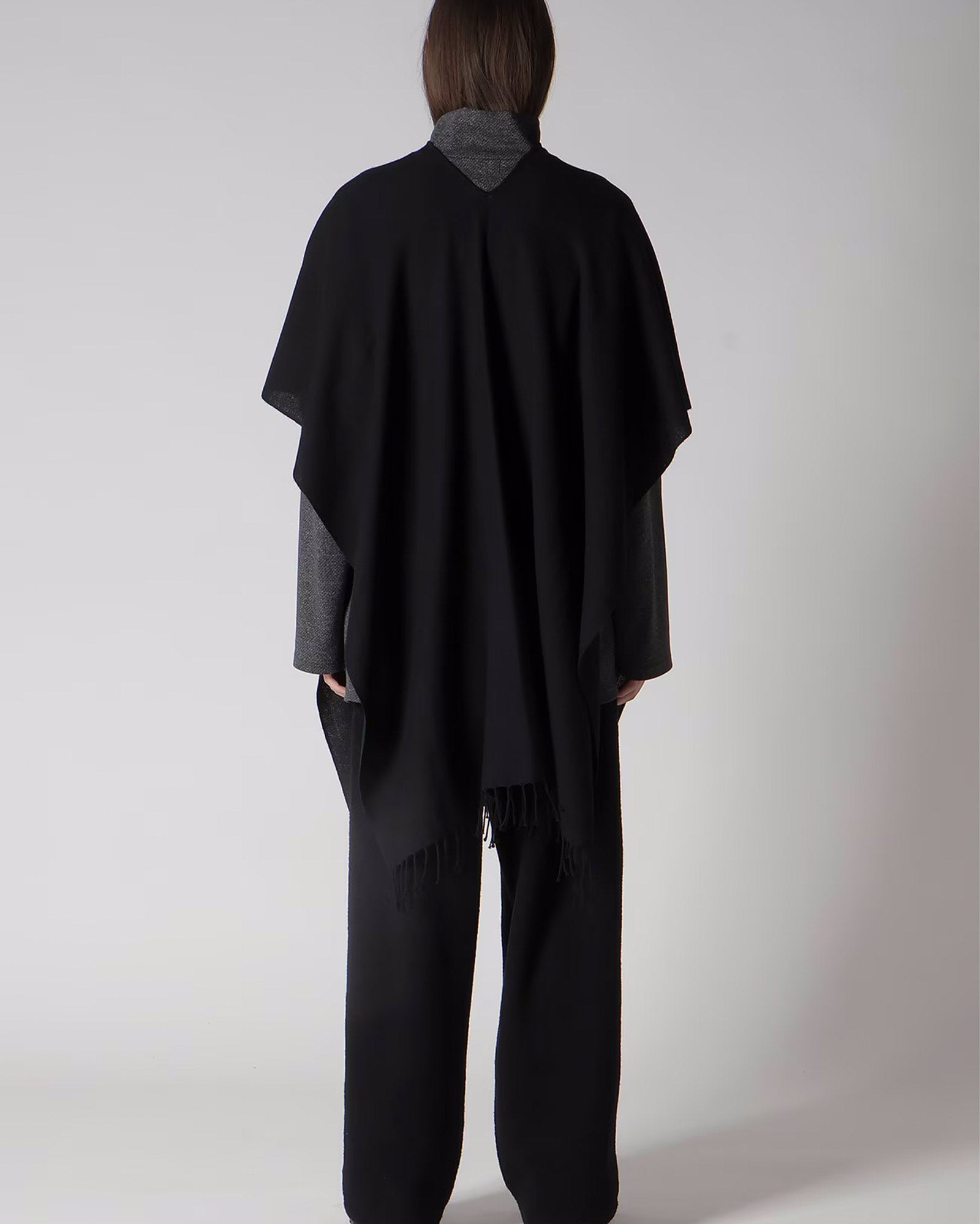Yohji Yamamoto・Youji Yamamoto -  2/48W TWILL WEAVE 2 WAY PONCHO SCARF / BLACK