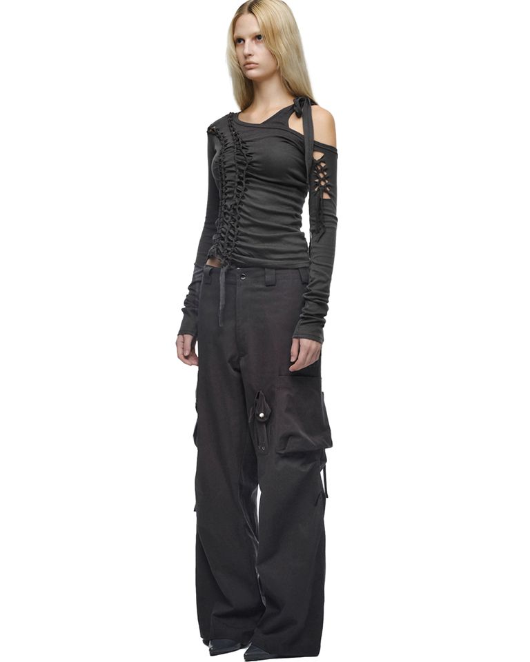 NACHE・Nache -  2-PIECE BRAID LONG SLEEVE / CHARCOAL