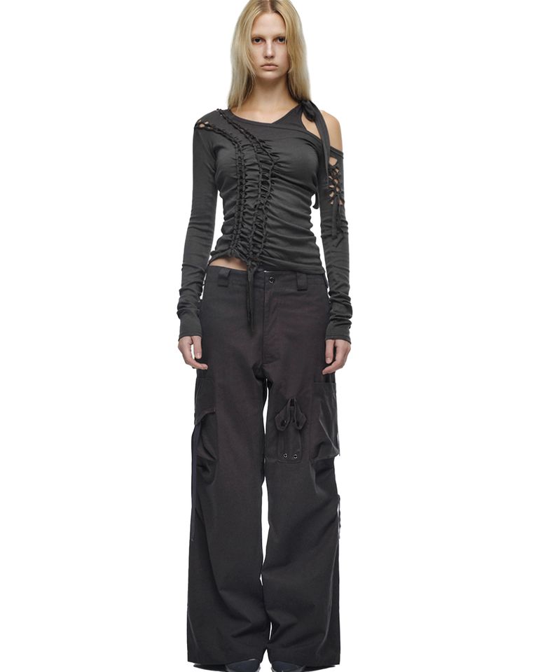 NACHE・Nache -  2-PIECE BRAID LONG SLEEVE / CHARCOAL