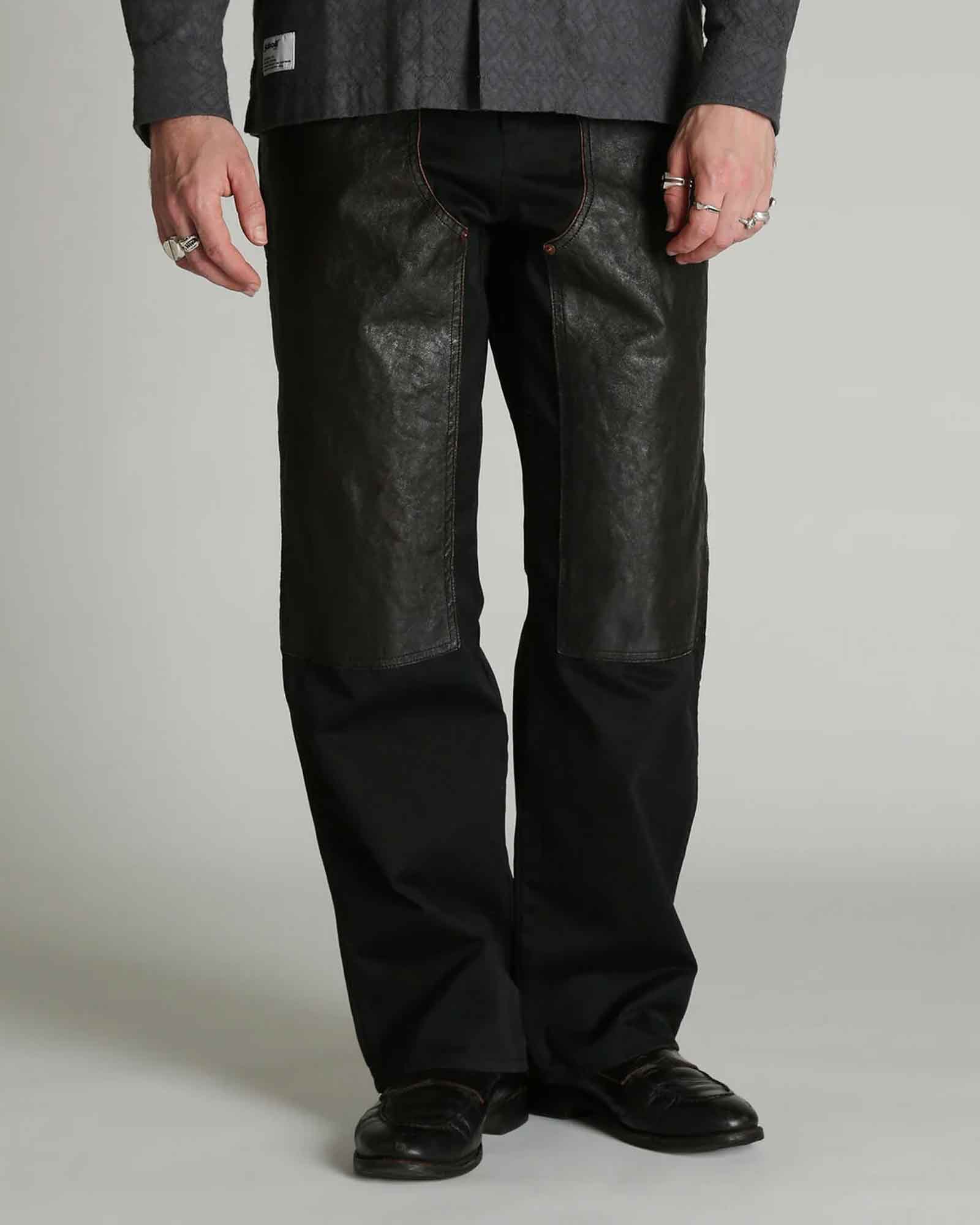Schott・ショット - その他パンツ LEATHER COMB. DOUBLE KNEE PANTS / BLACK