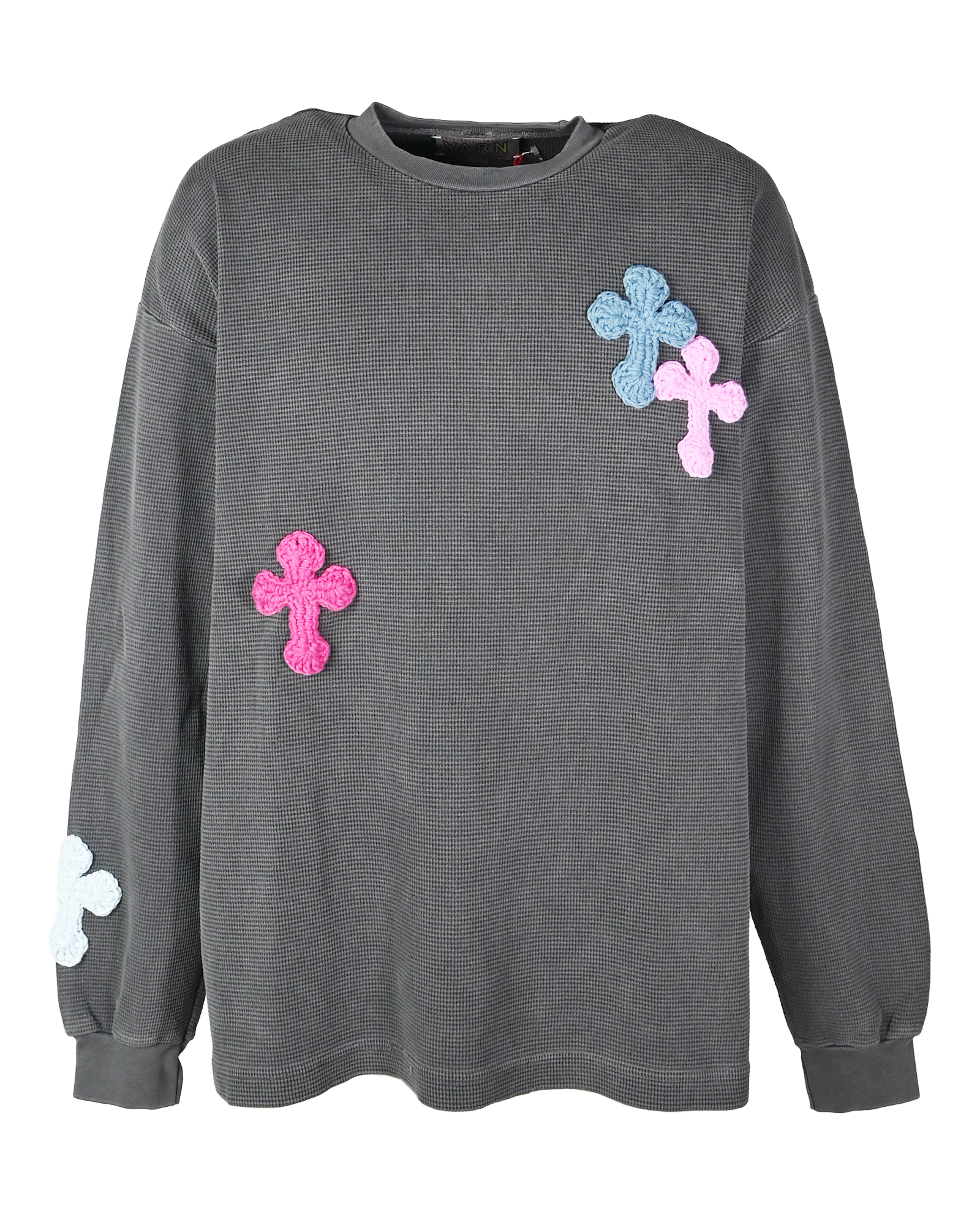 Y.A.R.N.・ヤーン - L/S Tシャツ Y.A.R.N. THERMAL-75 (L) / WASHED BLACK