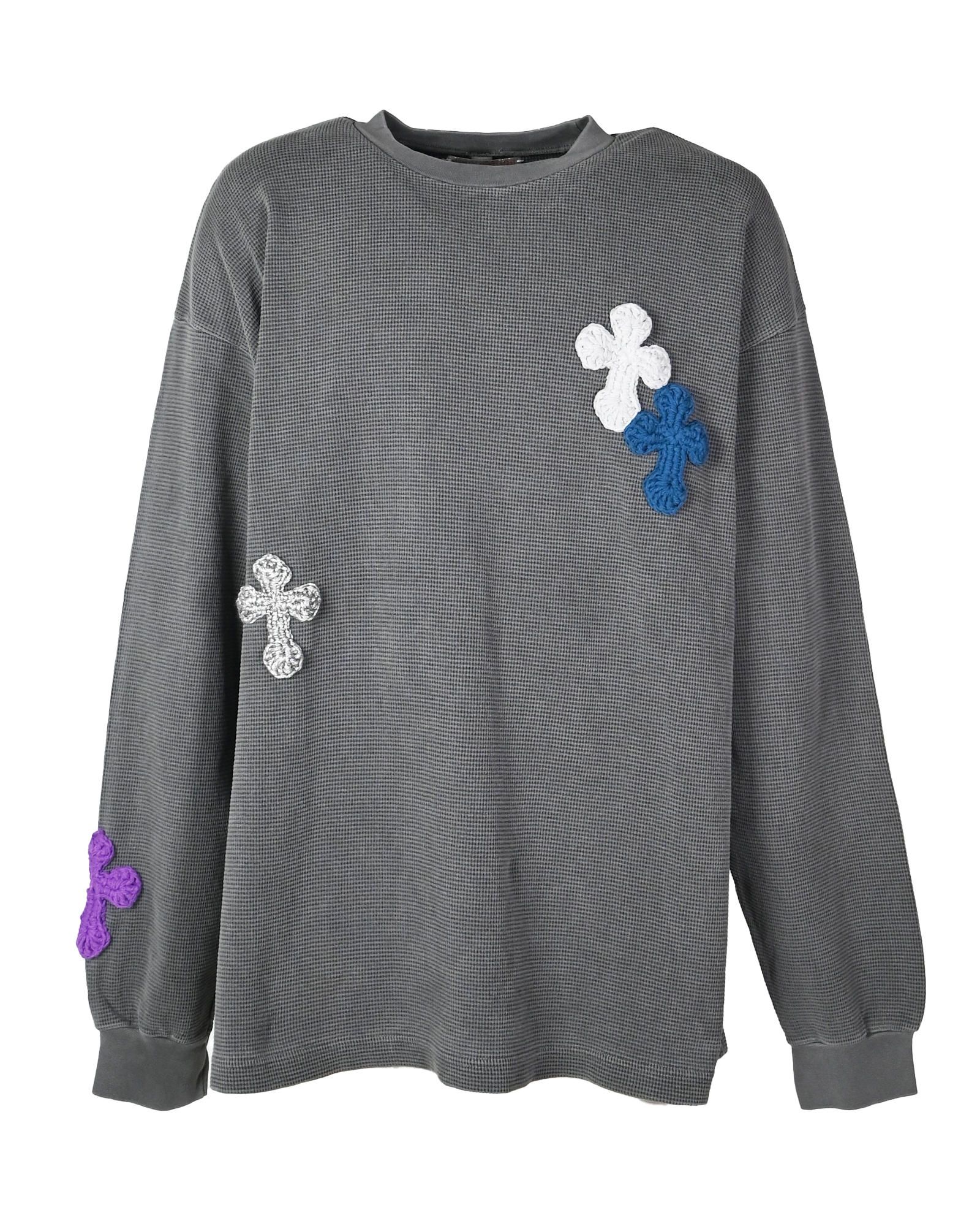 Y.A.R.N.・ヤーン - L/S Tシャツ Y.A.R.N. THERMAL-79 (XL) / WASHED BLACK