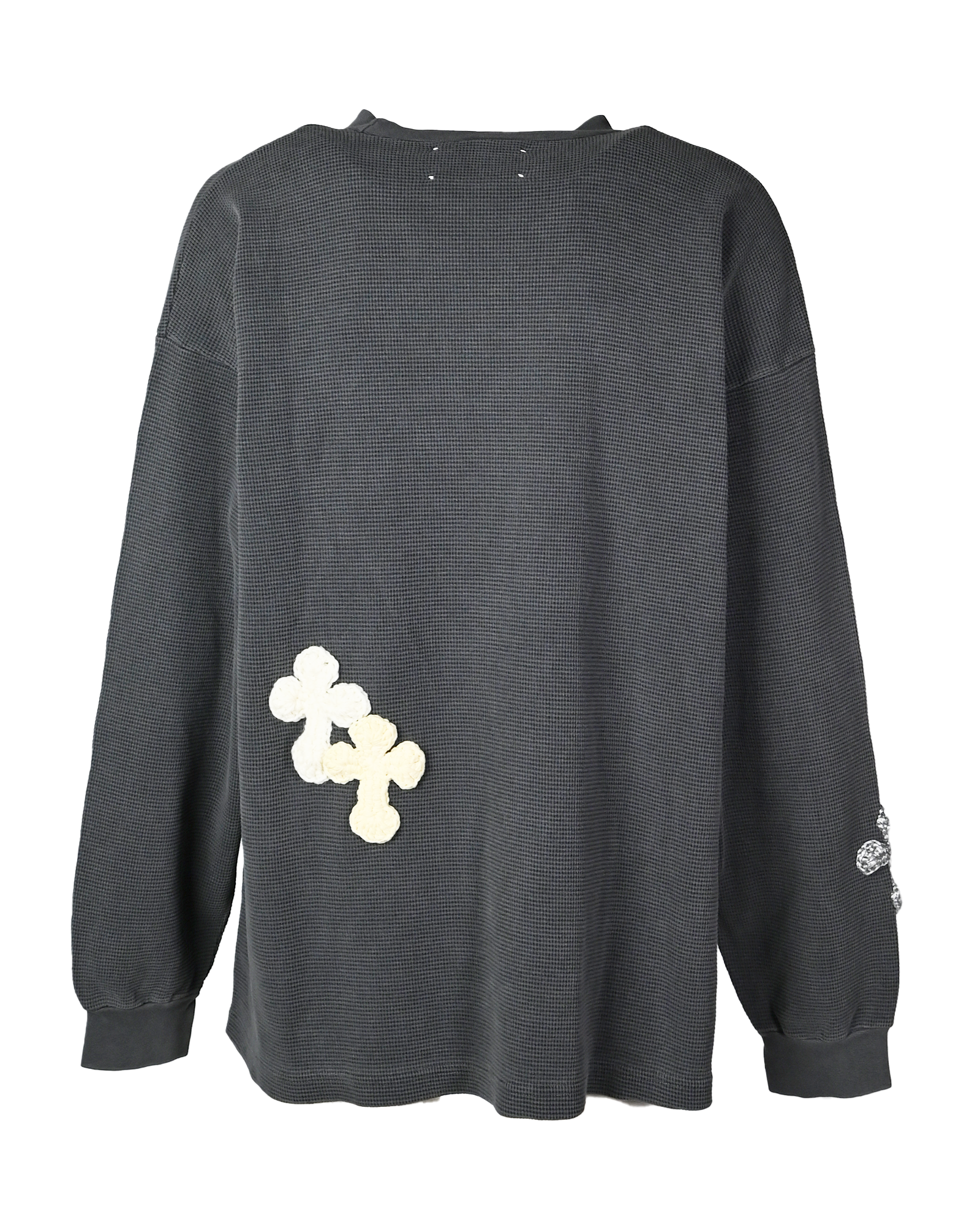 Y.A.R.N.・ヤーン - L/S Tシャツ Y.A.R.N. THERMAL-80 (XL) / WASHED BLACK