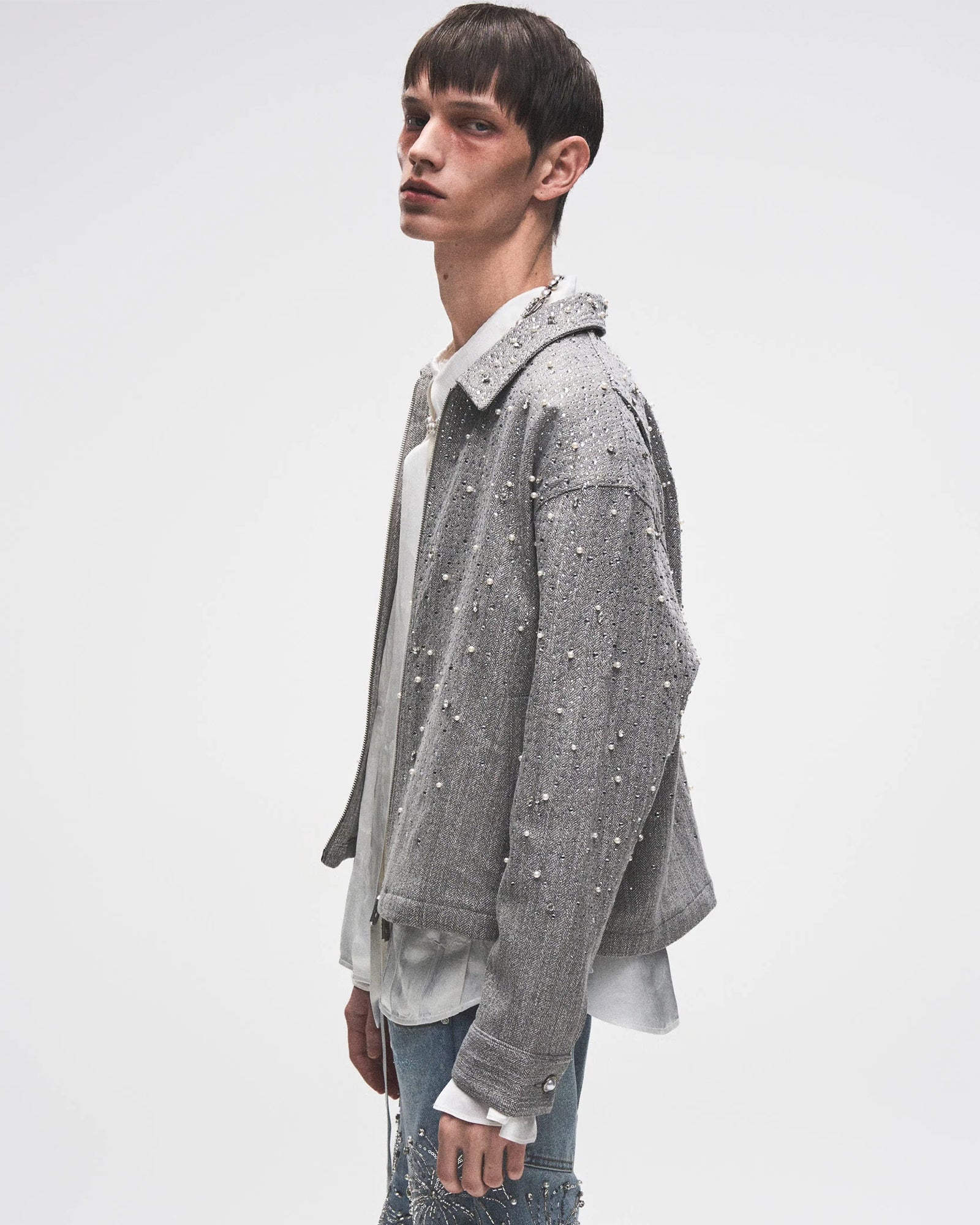 BIRTH OF ROYAL CHILD・バース・オブ・ロイヤル・チャイルド - シャツ 20K DIAMOND ZIPPER JACKET / GREY