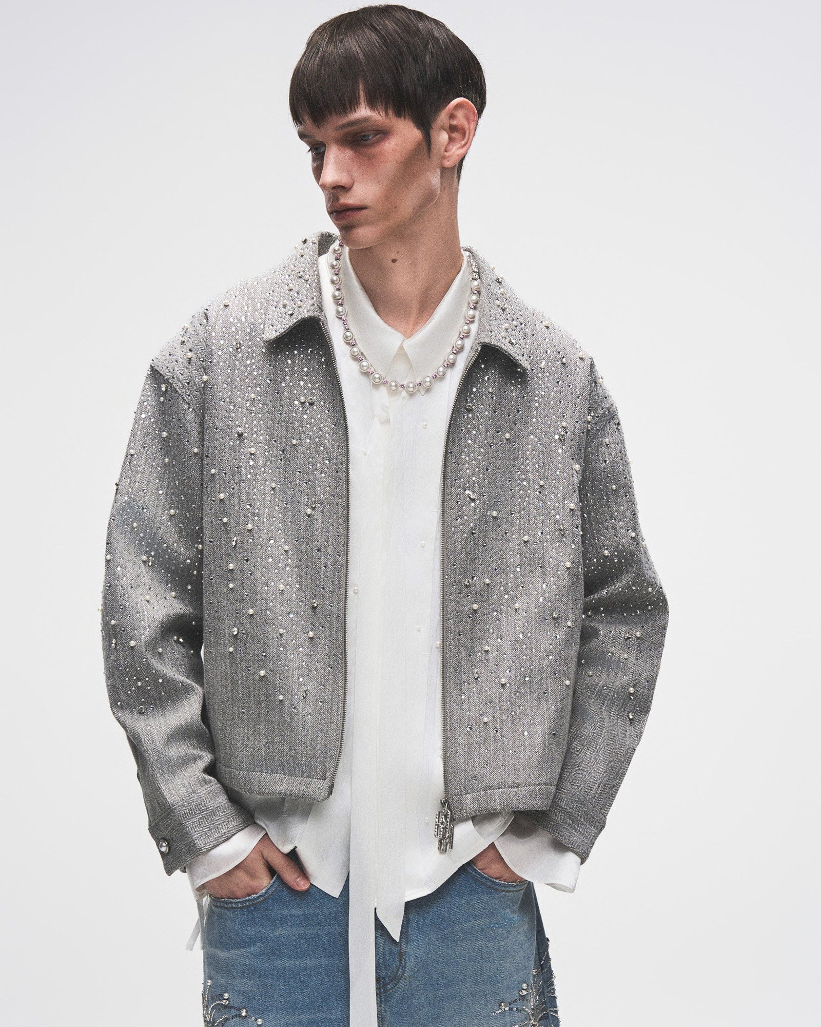 BIRTH OF ROYAL CHILD・バース・オブ・ロイヤル・チャイルド - シャツ 20K DIAMOND ZIPPER JACKET / GREY