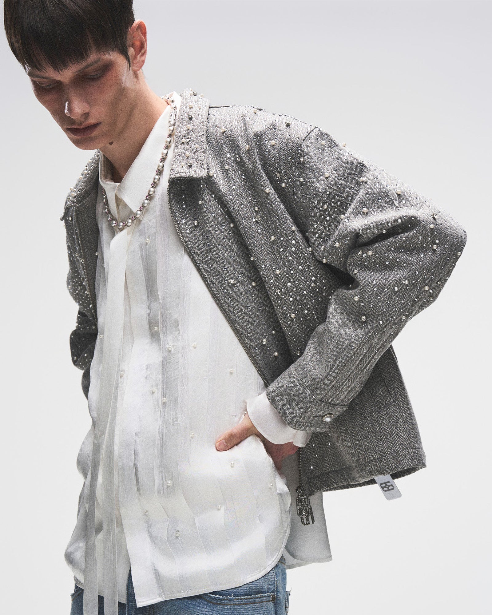 BIRTH OF ROYAL CHILD・バース・オブ・ロイヤル・チャイルド - シャツ 20K DIAMOND ZIPPER JACKET / GREY