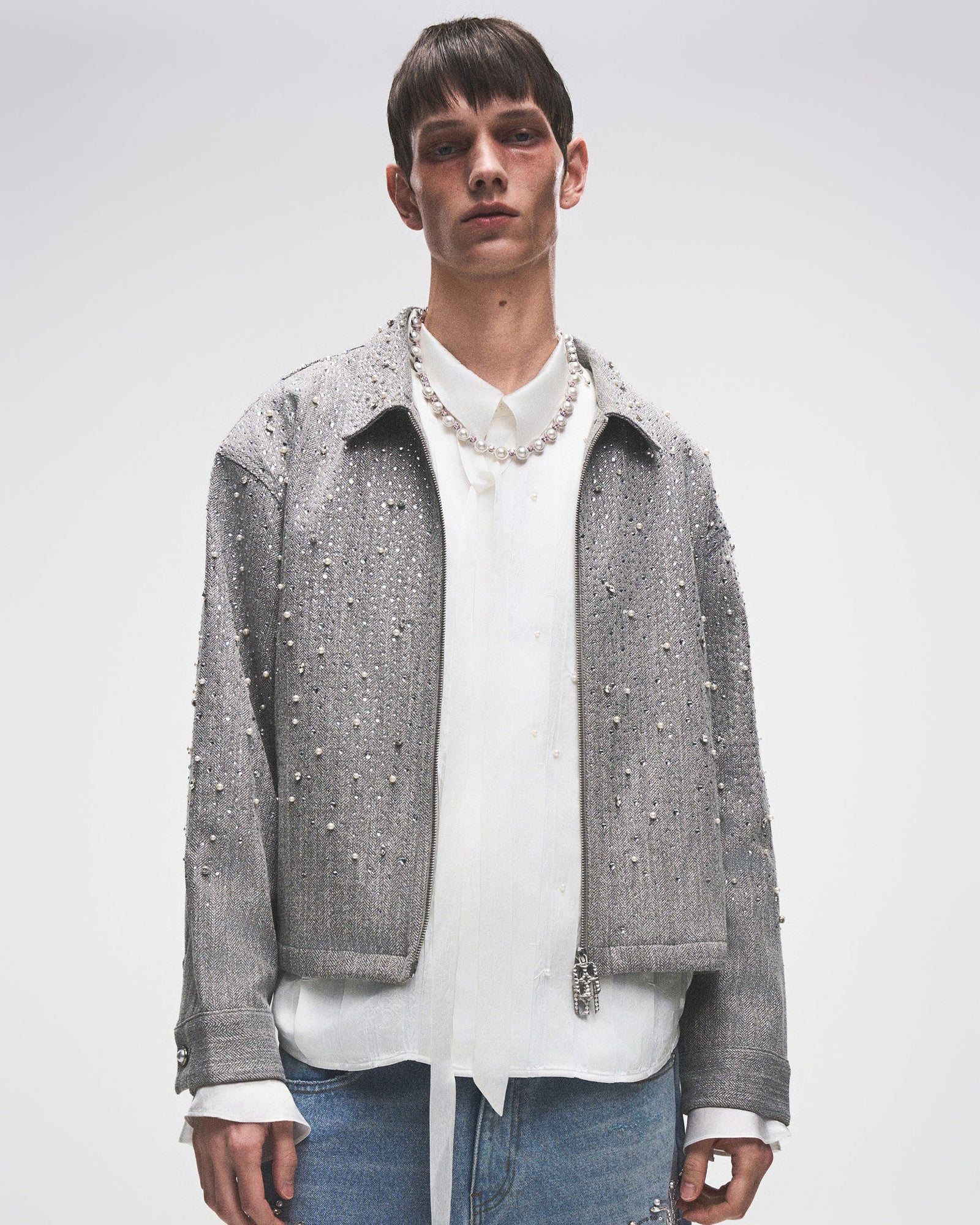 BIRTH OF ROYAL CHILD・バース・オブ・ロイヤル・チャイルド - シャツ 20K DIAMOND ZIPPER JACKET / GREY