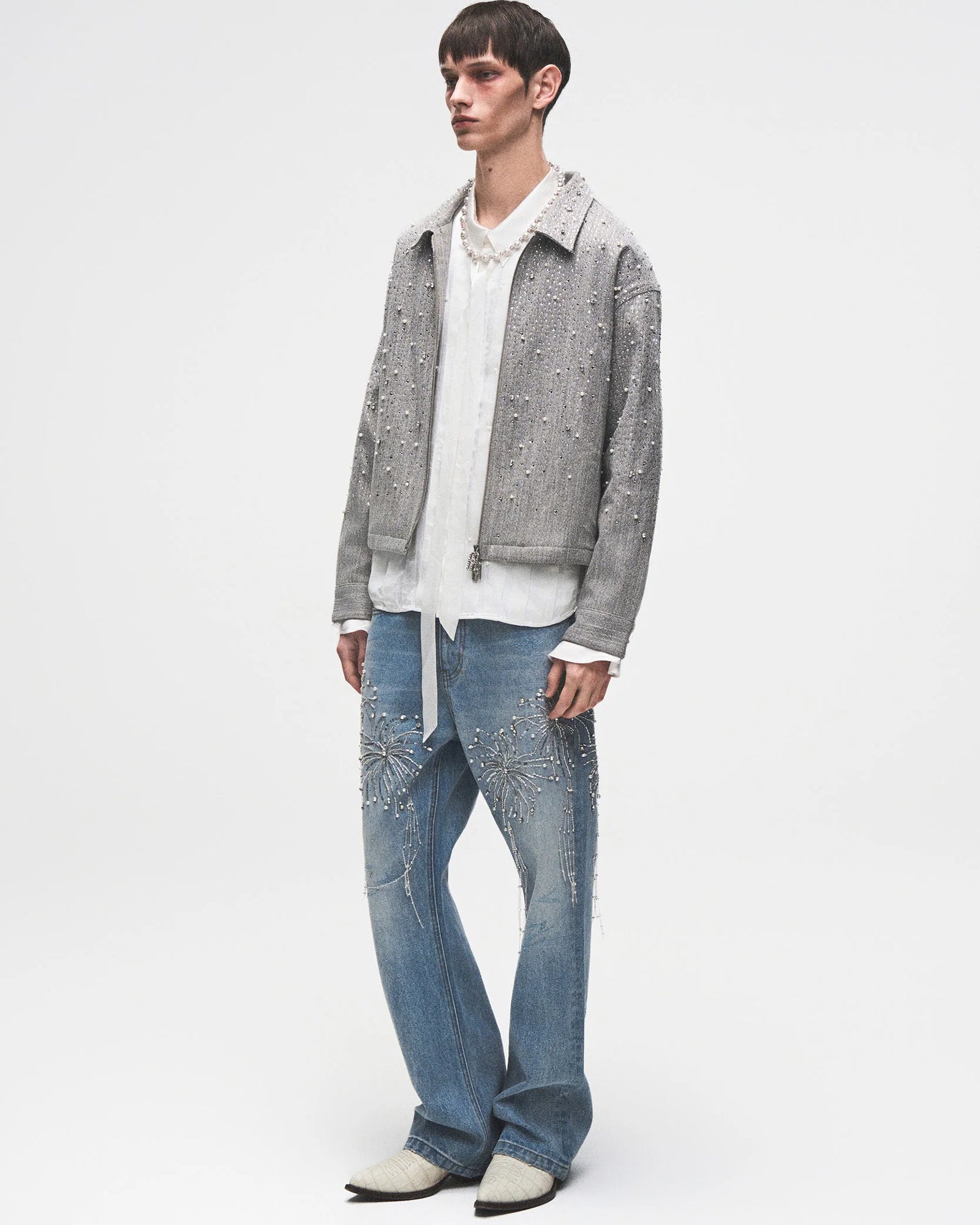 BIRTH OF ROYAL CHILD・バース・オブ・ロイヤル・チャイルド - シャツ 20K DIAMOND ZIPPER JACKET / GREY