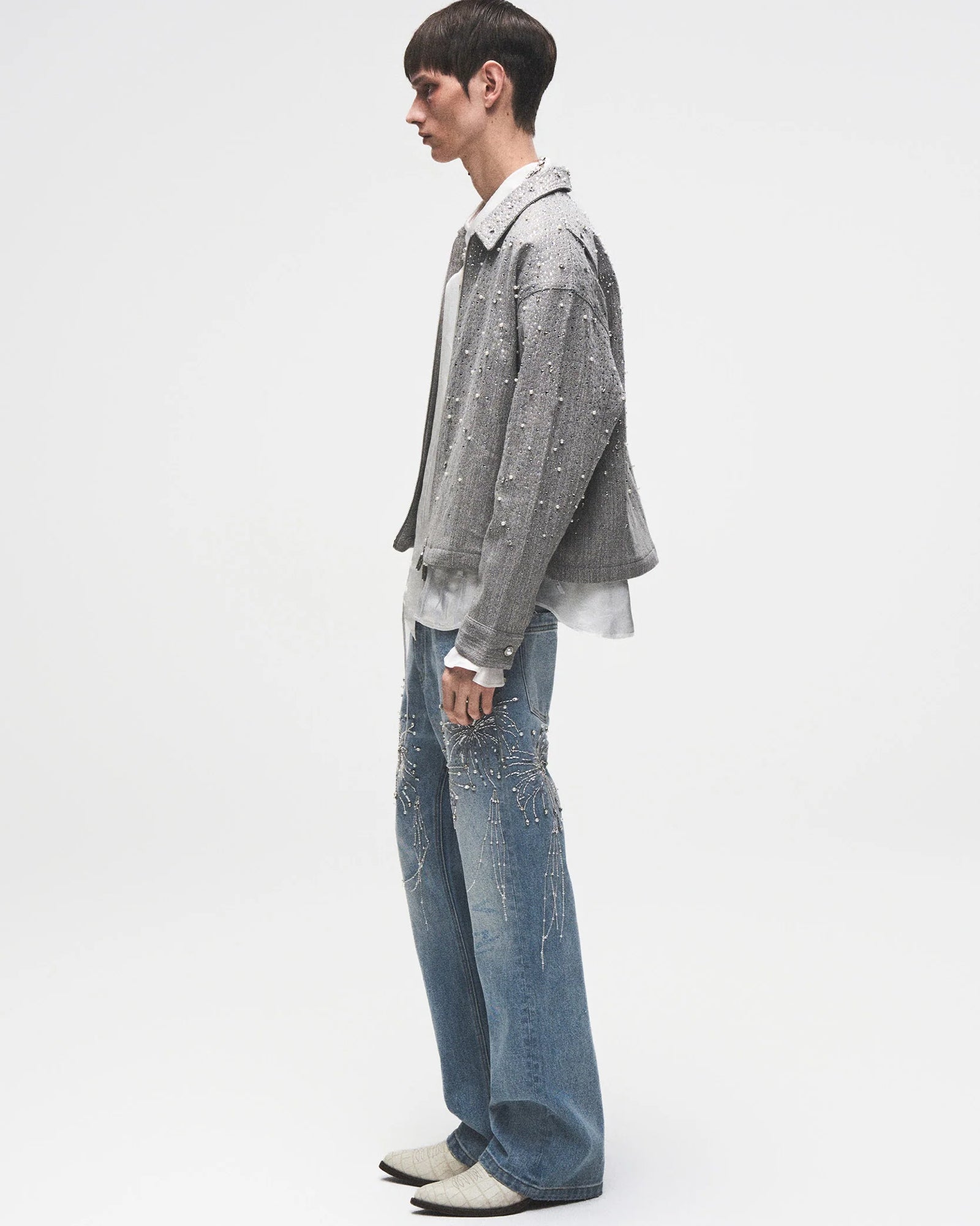 BIRTH OF ROYAL CHILD・バース・オブ・ロイヤル・チャイルド - シャツ 20K DIAMOND ZIPPER JACKET / GREY