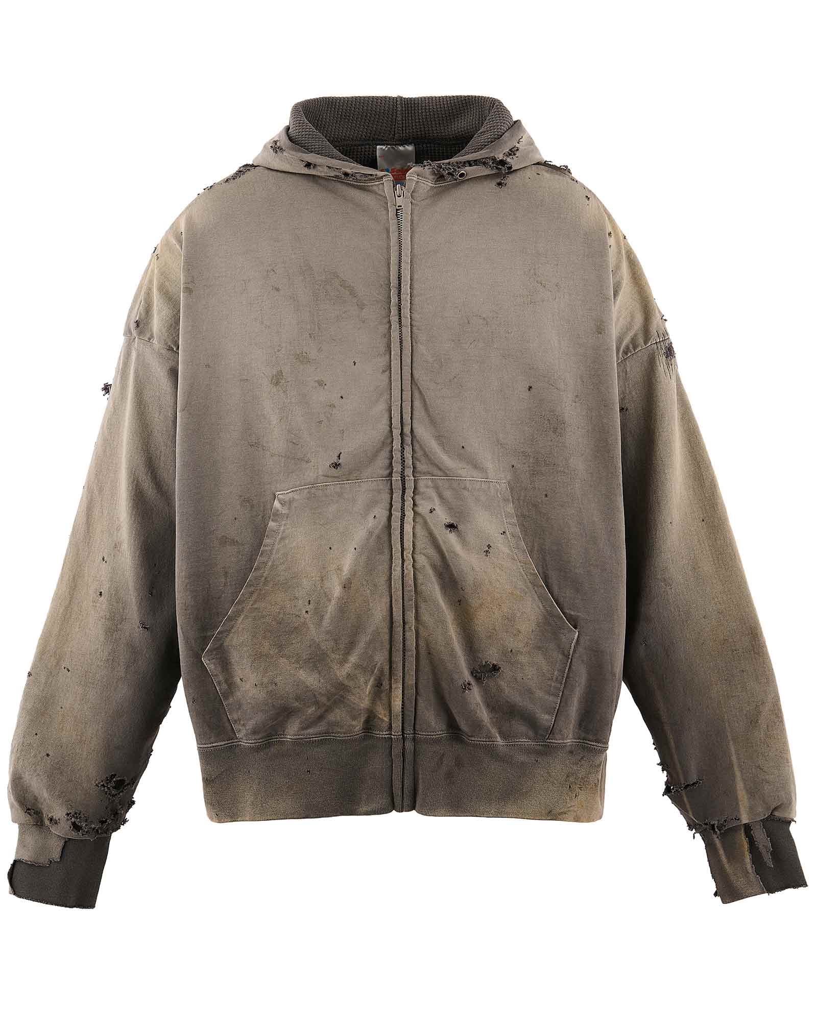 DOUBLE FACE ZIP HOODIE / CHARCOAL