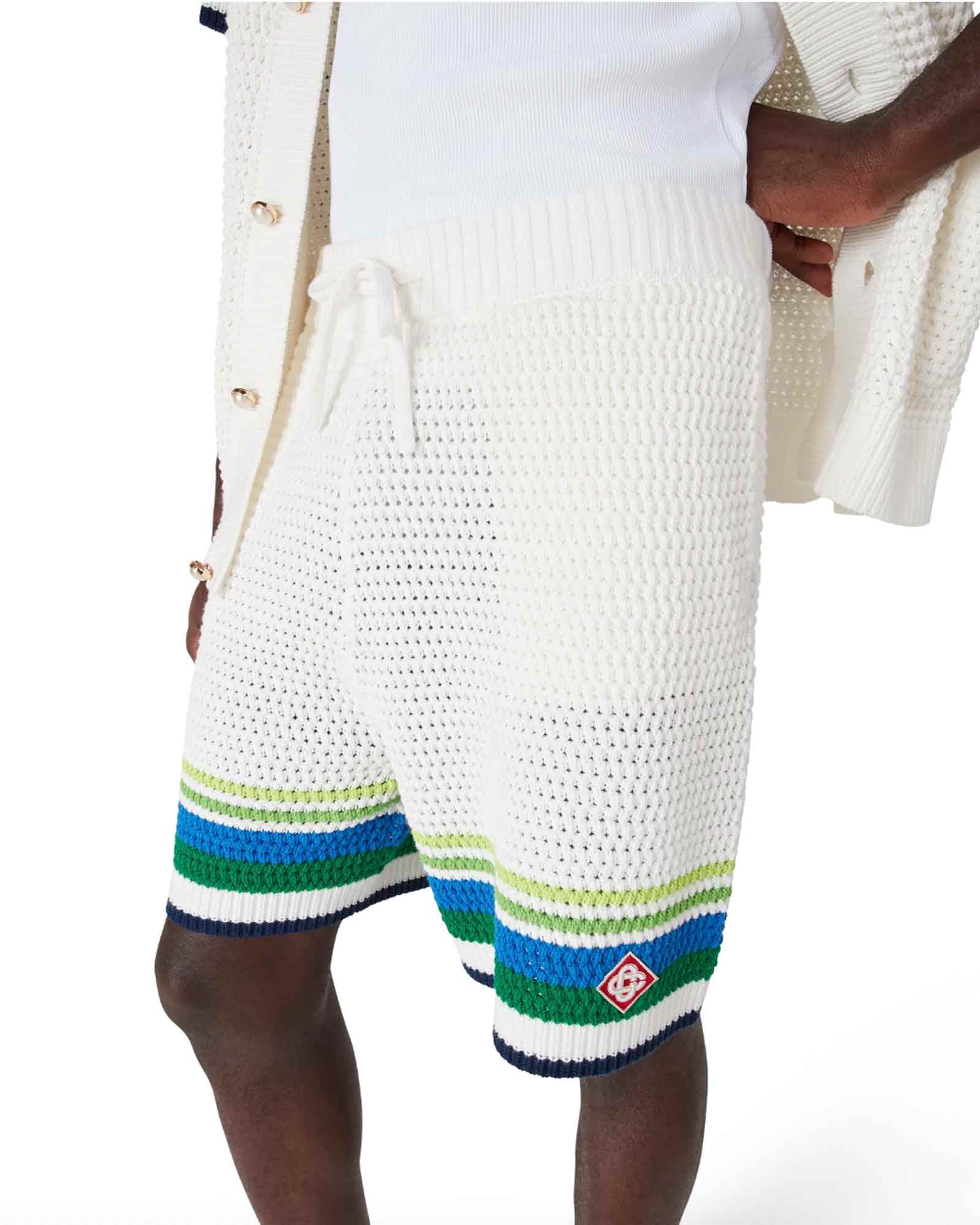CASABLANCA・カサブランカ - ハーフ・ショートパンツ STRIPE KNIT SHORT / WHITE