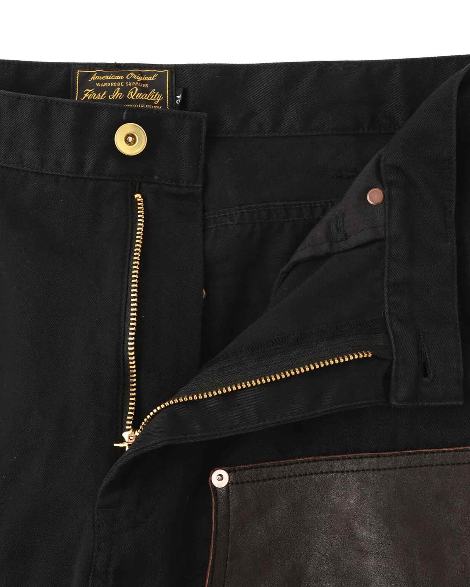 Schott・ショット - その他パンツ LEATHER COMB. DOUBLE KNEE PANTS / BLACK