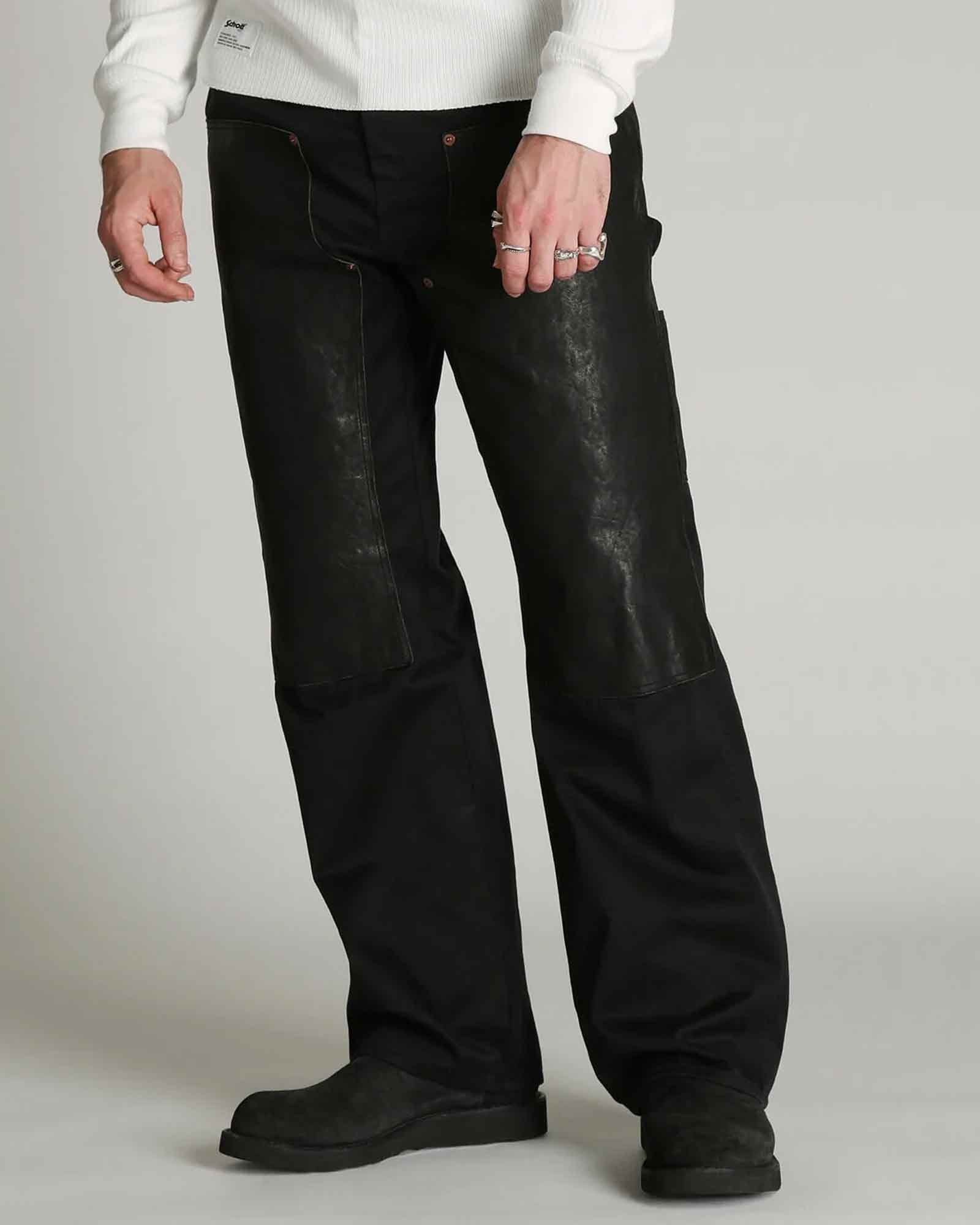 Schott・ショット - その他パンツ LEATHER COMB. DOUBLE KNEE PANTS / BLACK
