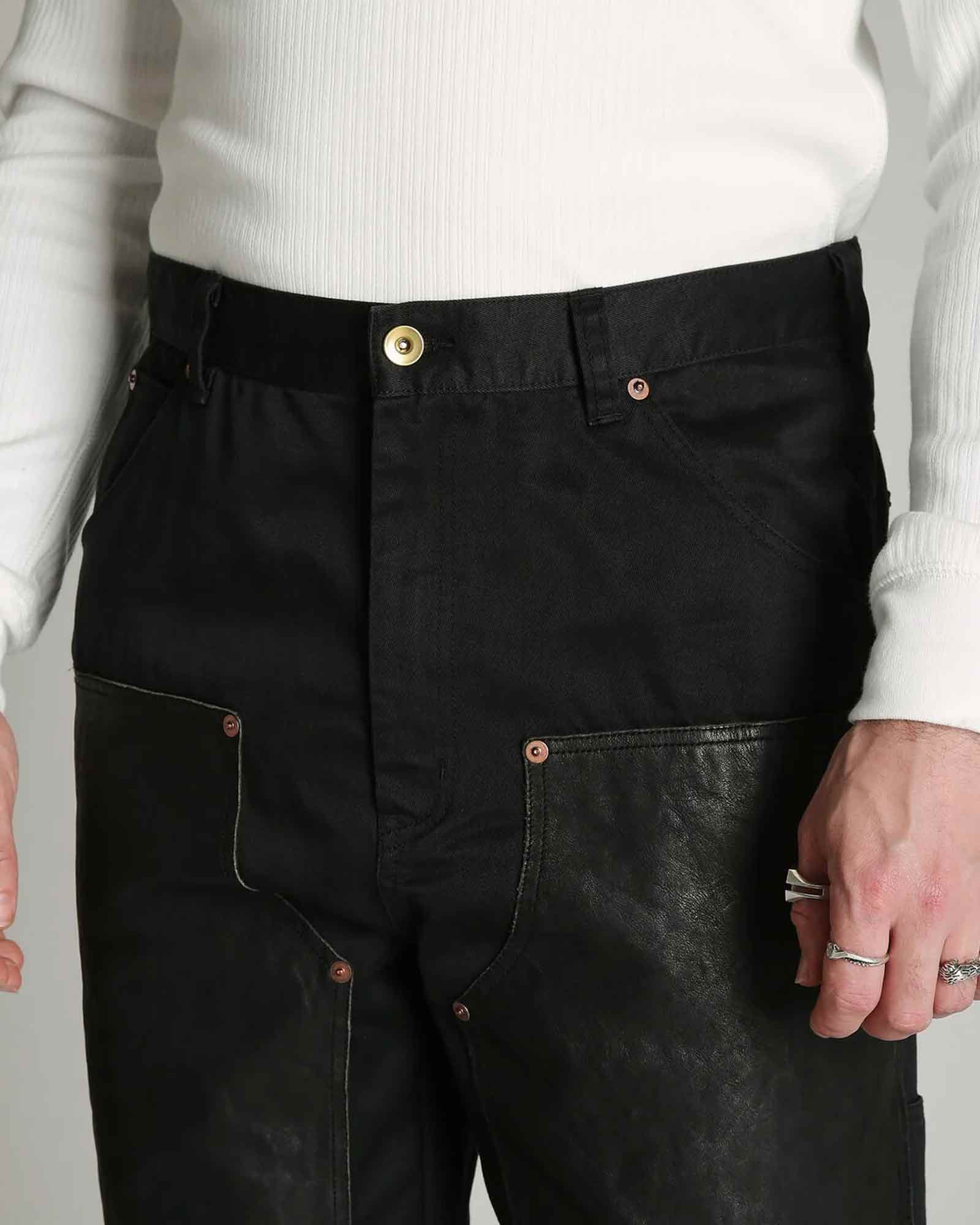 Schott・ショット - その他パンツ LEATHER COMB. DOUBLE KNEE PANTS / BLACK