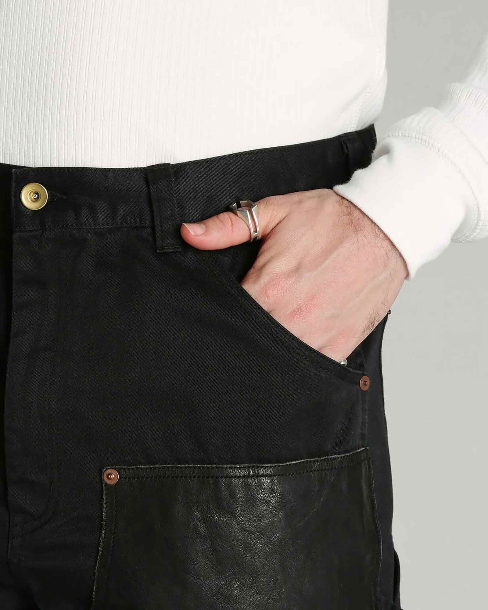 Schott・ショット - その他パンツ LEATHER COMB. DOUBLE KNEE PANTS / BLACK
