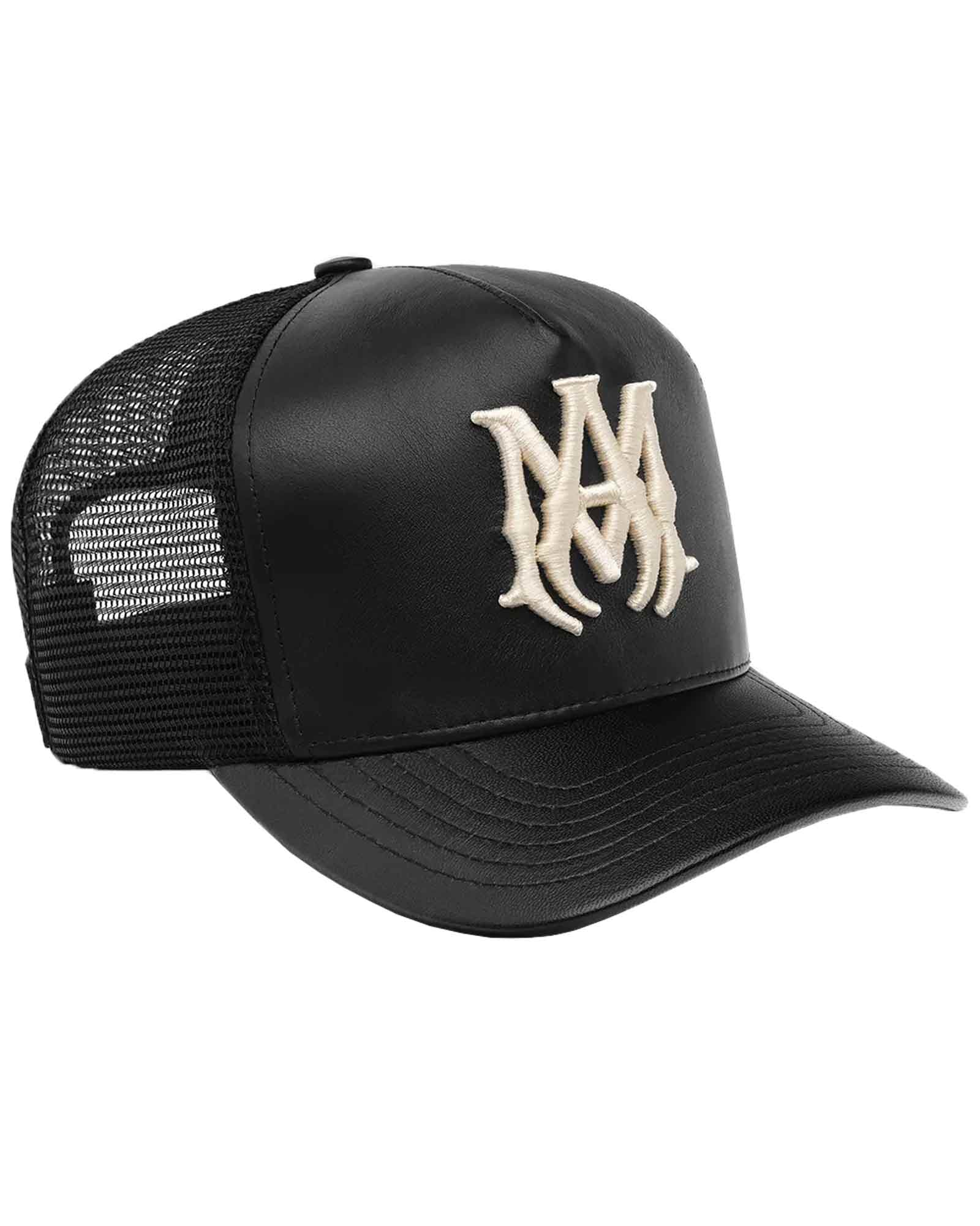 AMIRI・アミリ - キャップ LEATHER MA TRUCKER HAT / BLACK