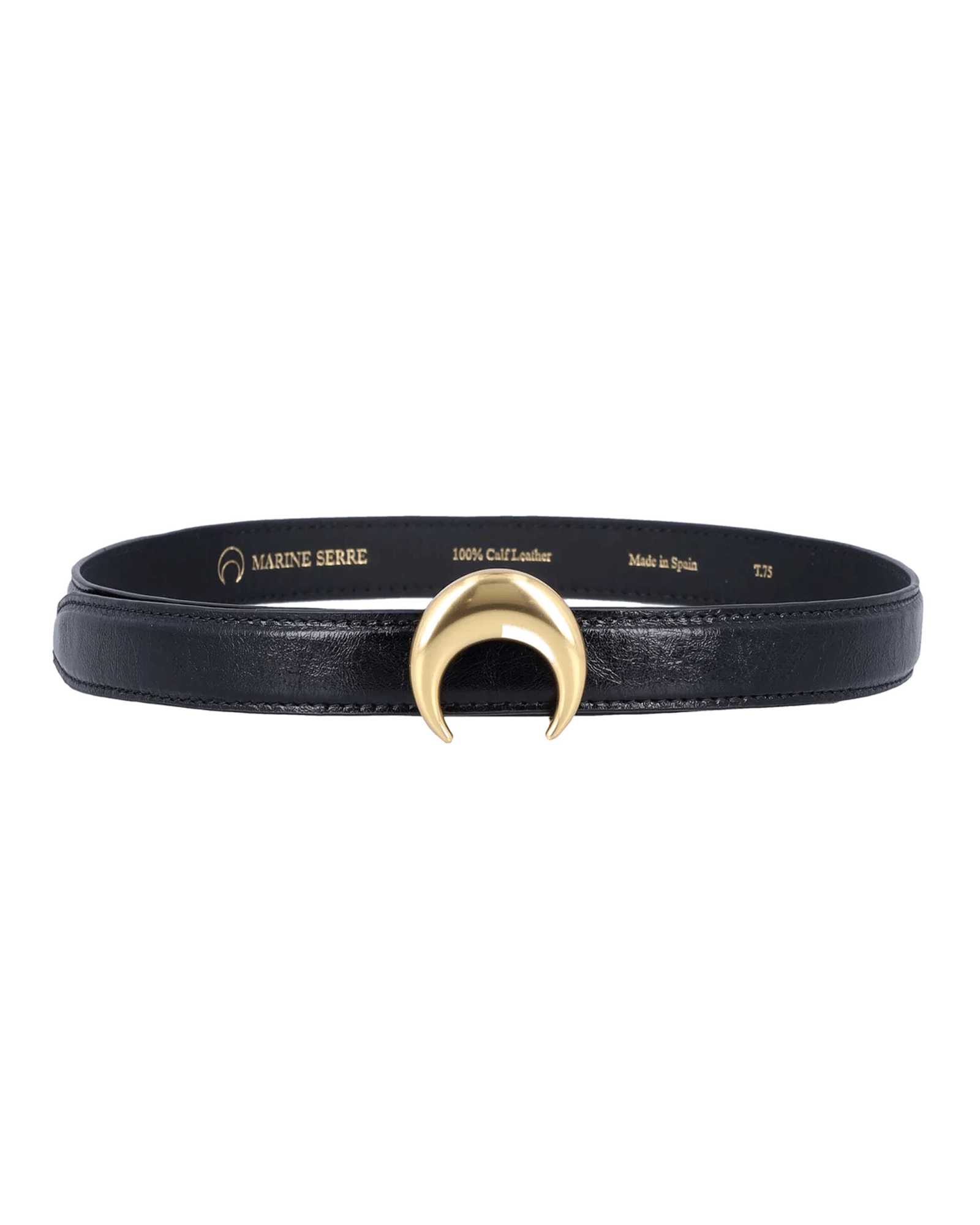 SMOOTH LEATHER MOON BELT / BLACK