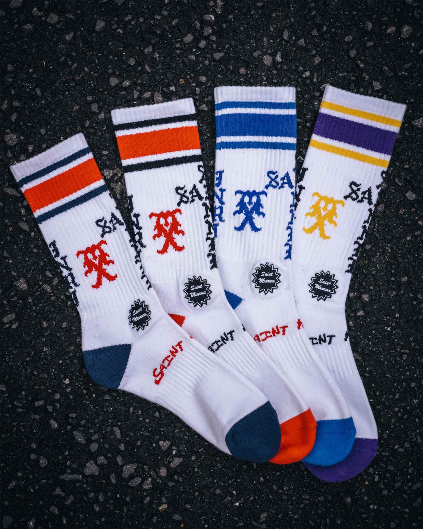 ©SAINT M××××××・セントマイケル - ソックス・レッグウェア SOCKS/SINNER / WHITE+RED